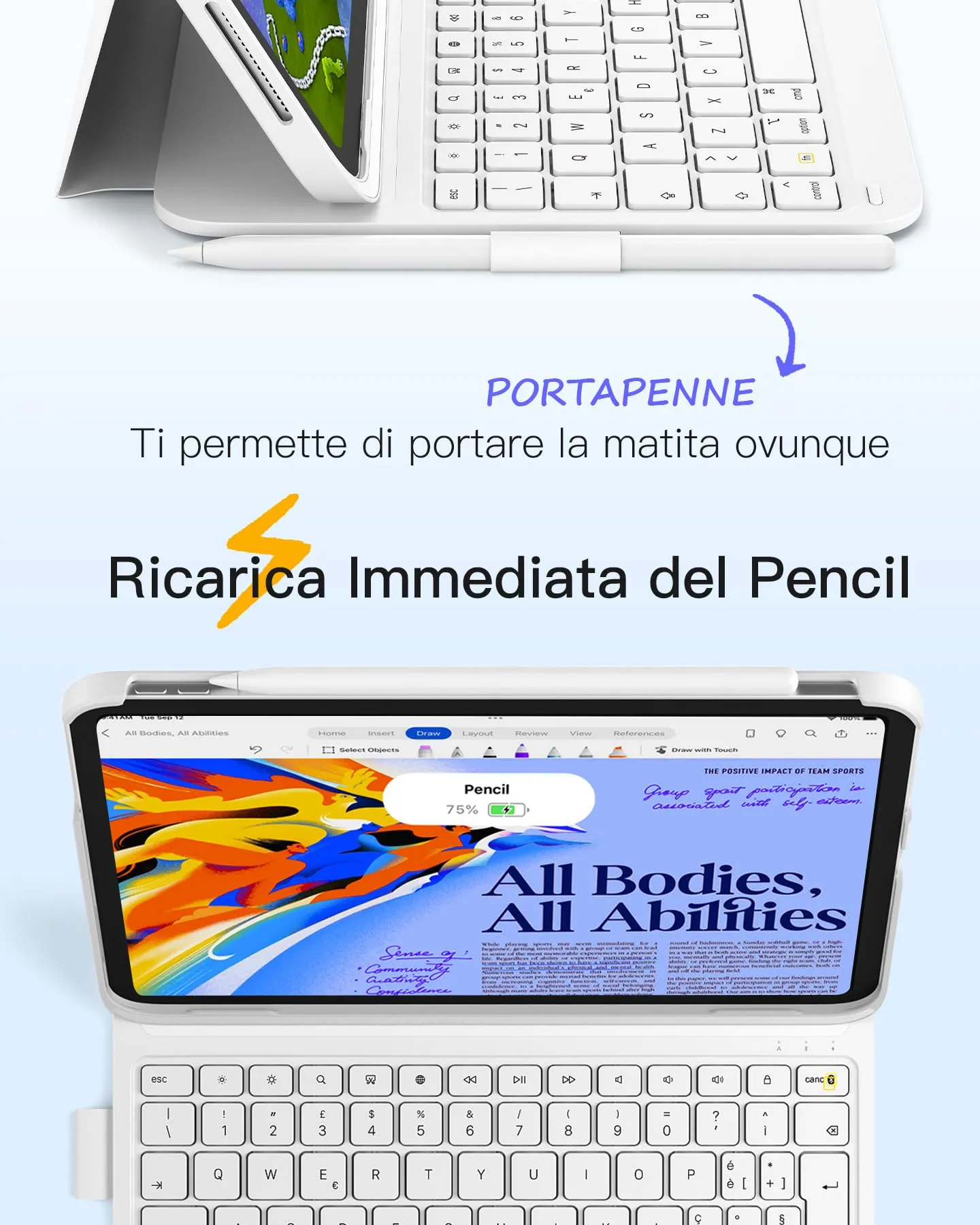 Inateck Custodia Tastiera per iPad A16, 10a Gen, 11 pollici, 427g - immagine 6