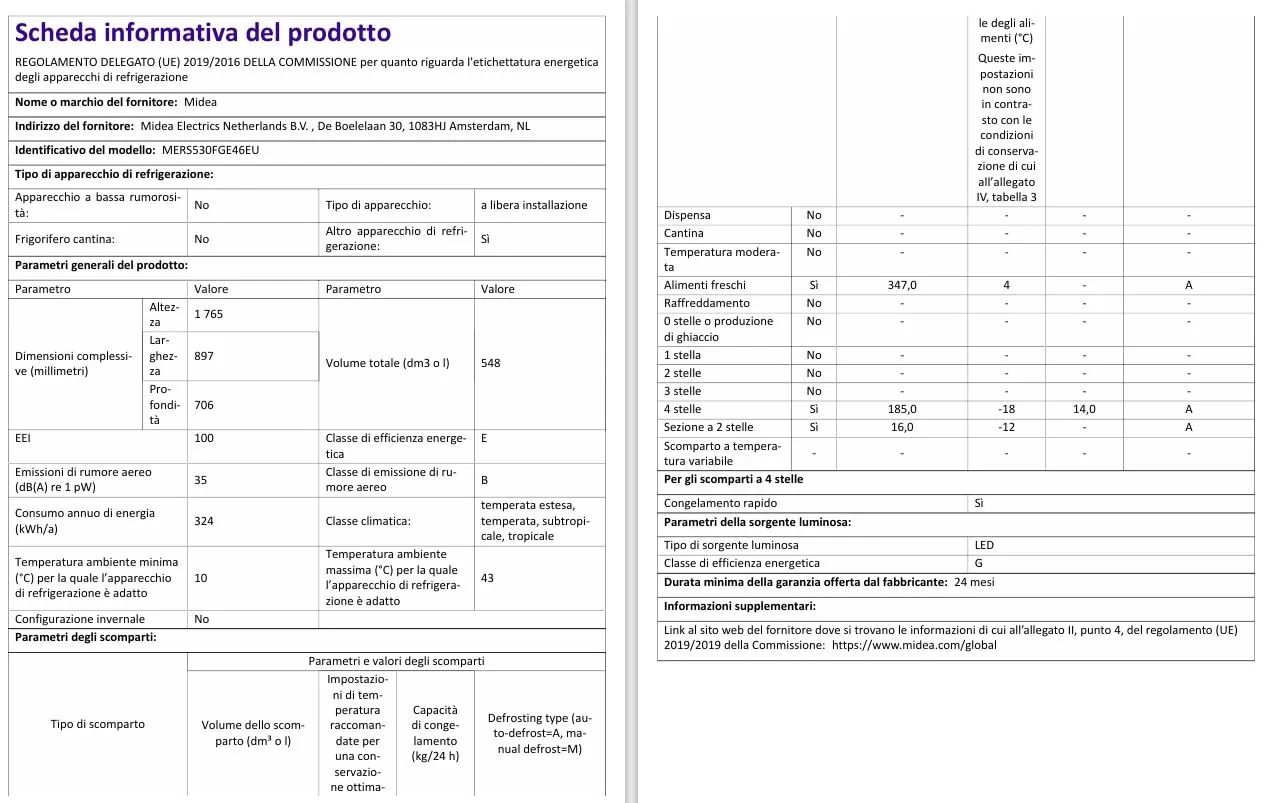 Midea Side by Side Frigorifero Total No Frost MERS530FGE46EU - immagine 9
