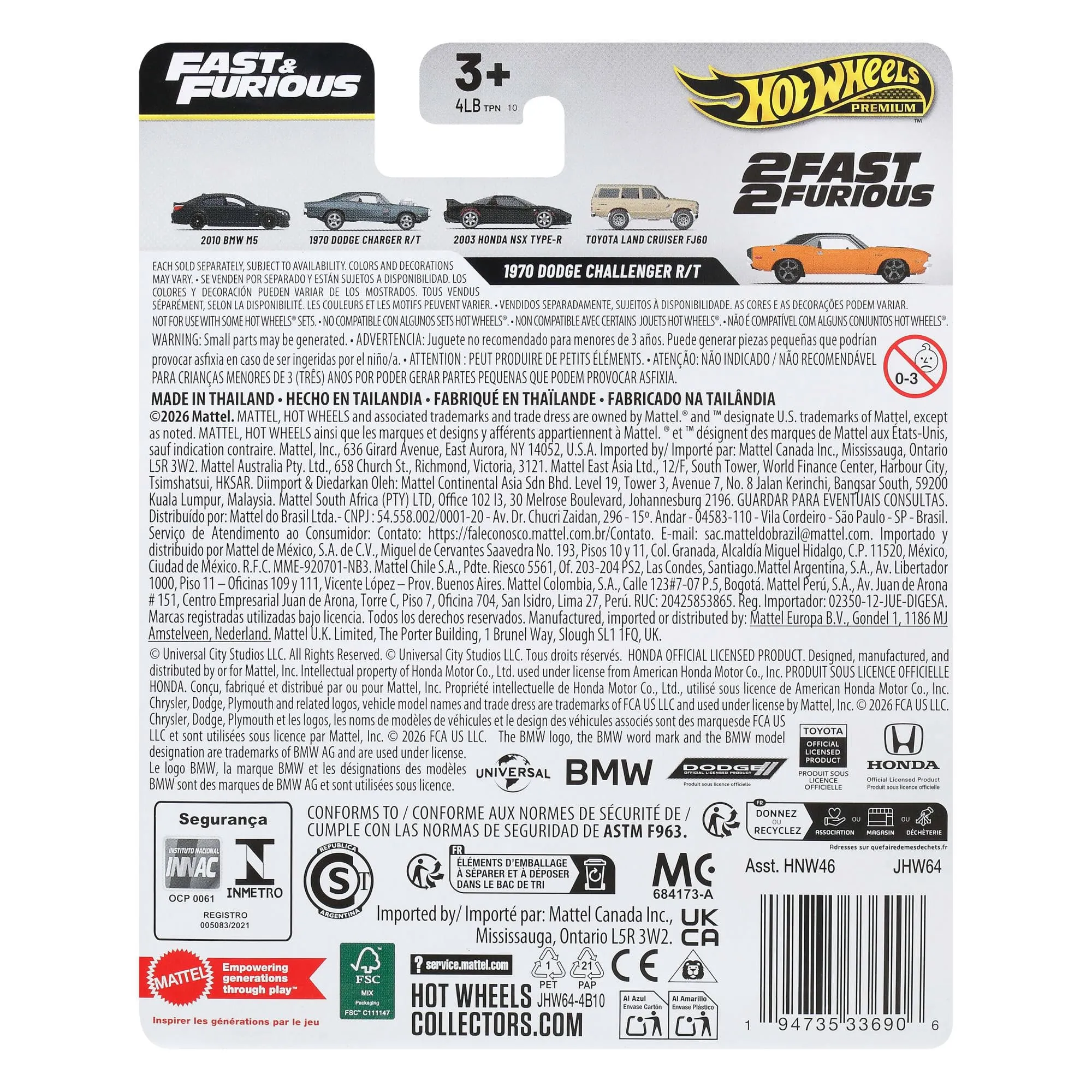 Hot Wheels Premium Fast & Furious 1970 Dodge Challenger R/T 1:64 - immagine 6