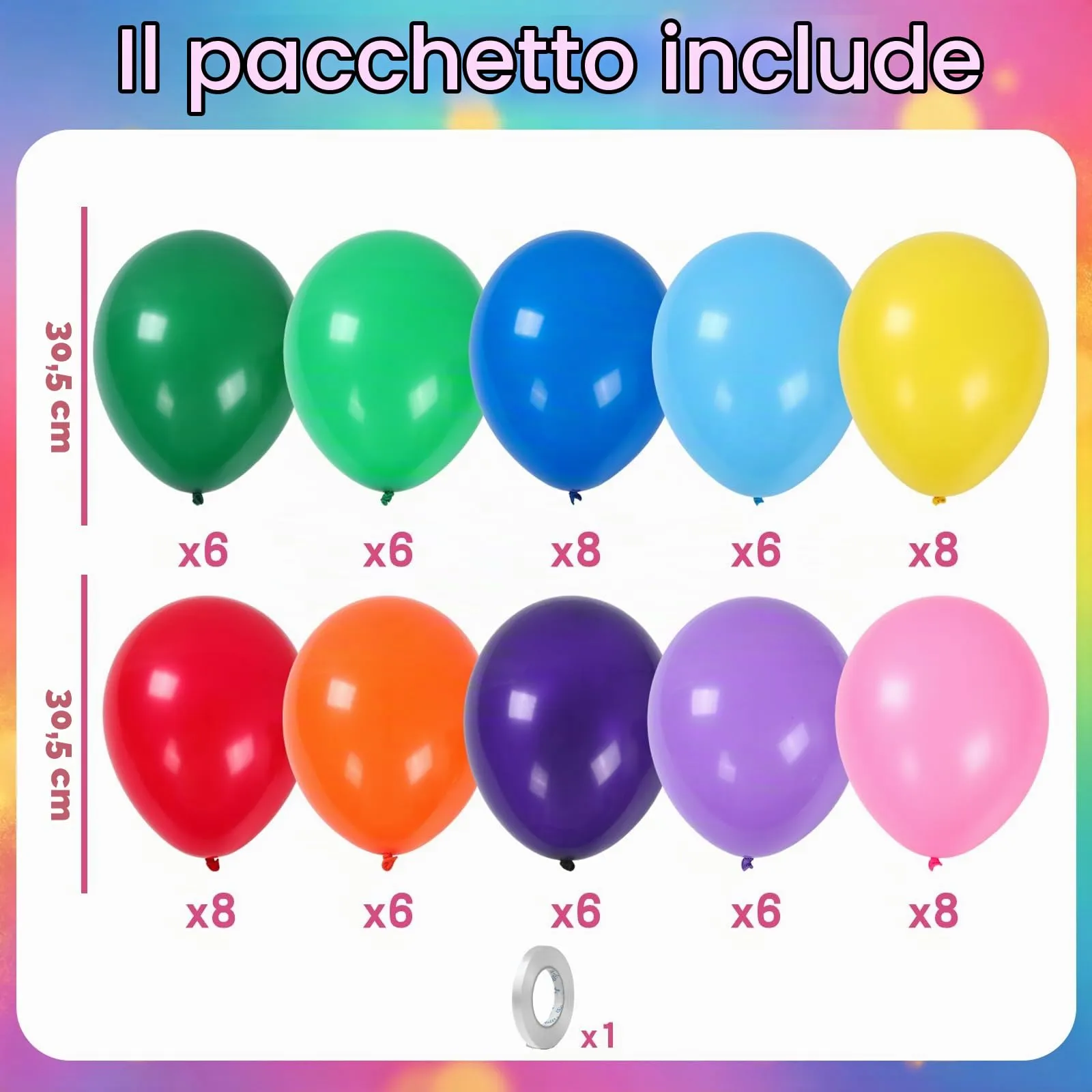 Netnology Set di Palloncini Colorati, 68 Pezzi, Lattice per Elio e Aria - immagine 2