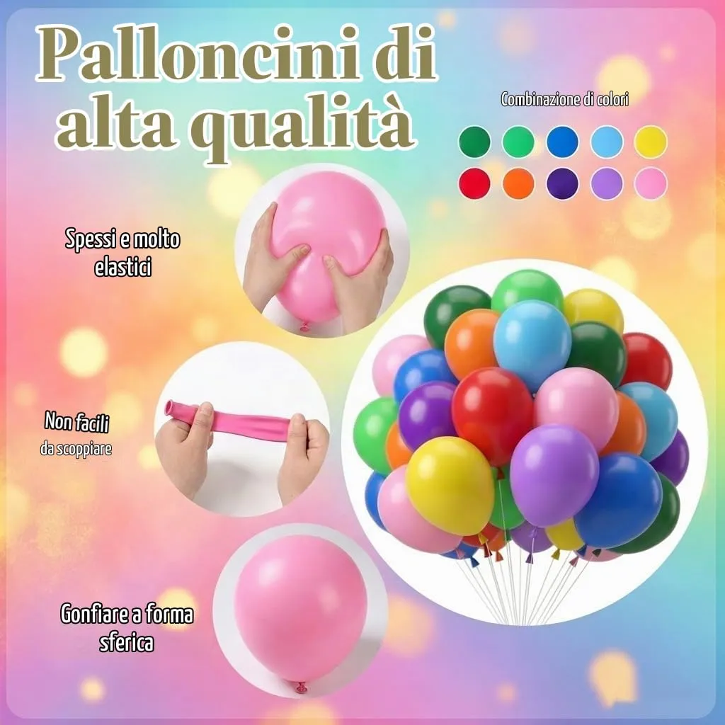 Netnology Set di Palloncini Colorati, 68 Pezzi, Lattice per Elio e Aria - immagine 3