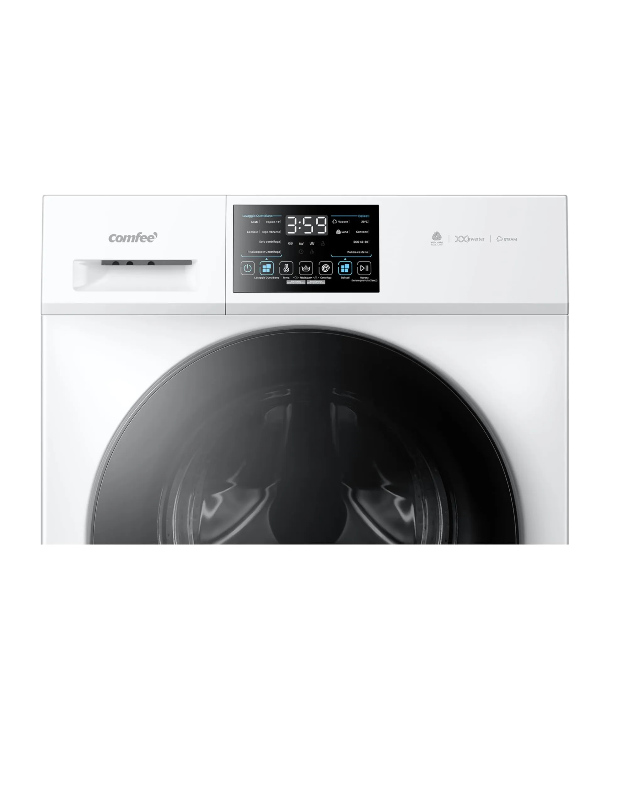 COMFEE' Lavatrice 8 kg Classe A-10% 1400 Giri Motore Inverter CFP03EW80W-IT - immagine 3