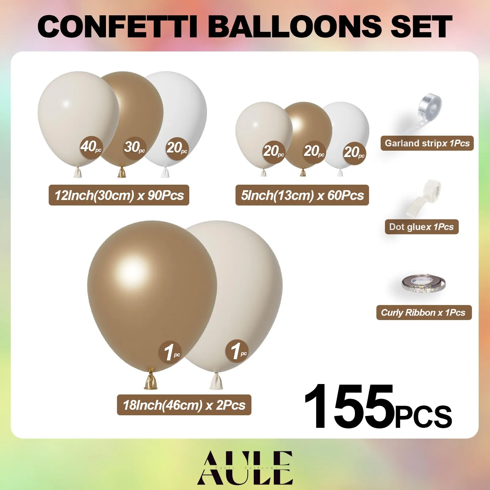AULE Kit Arco di Palloncini Oro, 155 Pezzi Set Ghirlanda - immagine 2