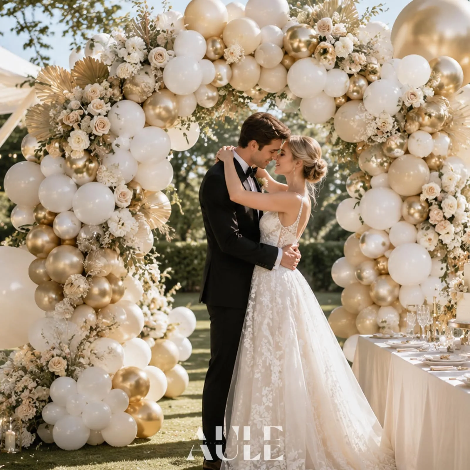 AULE Kit Arco di Palloncini Oro, 155 Pezzi Set Ghirlanda - immagine 5