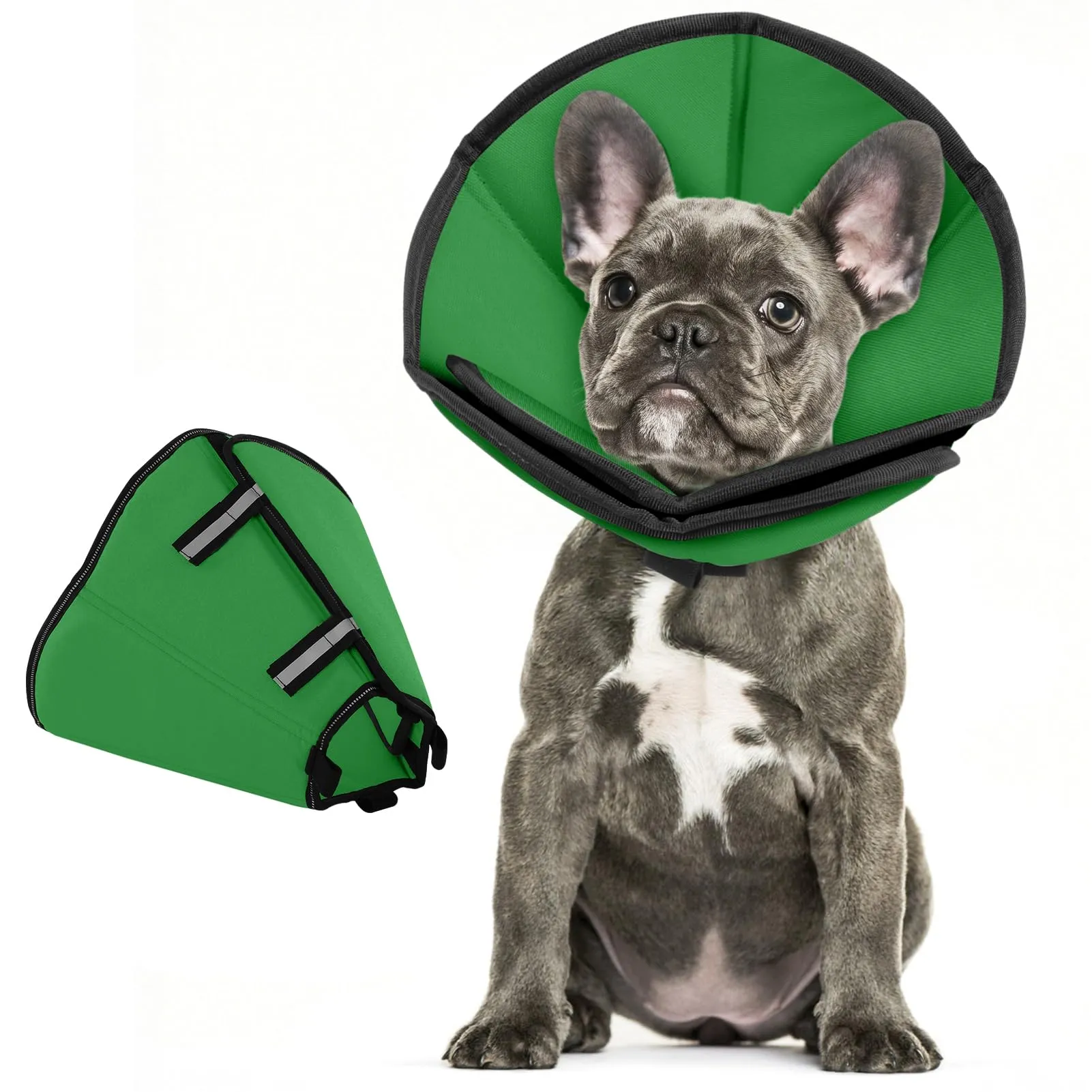 PUZAUKAL Collare Elisabettiano Morbido per Cani, Taglia M, Verde - immagine 1