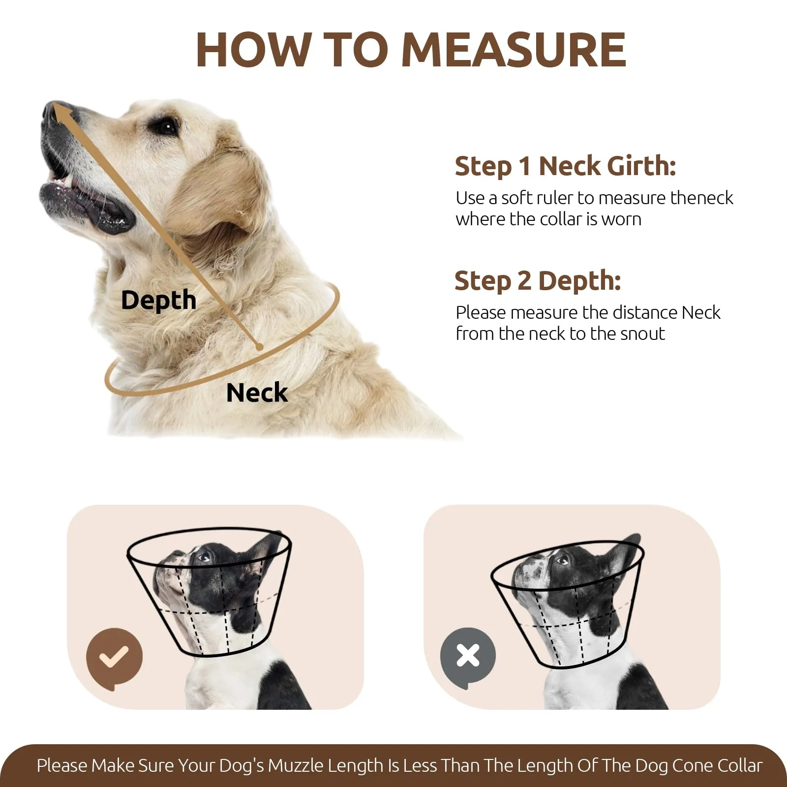 PUZAUKAL Collare Elisabettiano Morbido per Cani, Taglia XL, Marrone - immagine 3