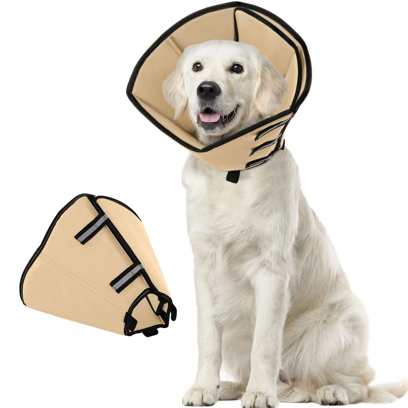 PUZAUKAL Collare Elisabettiano Morbido per Cani, XL, Cachi - immagine 1