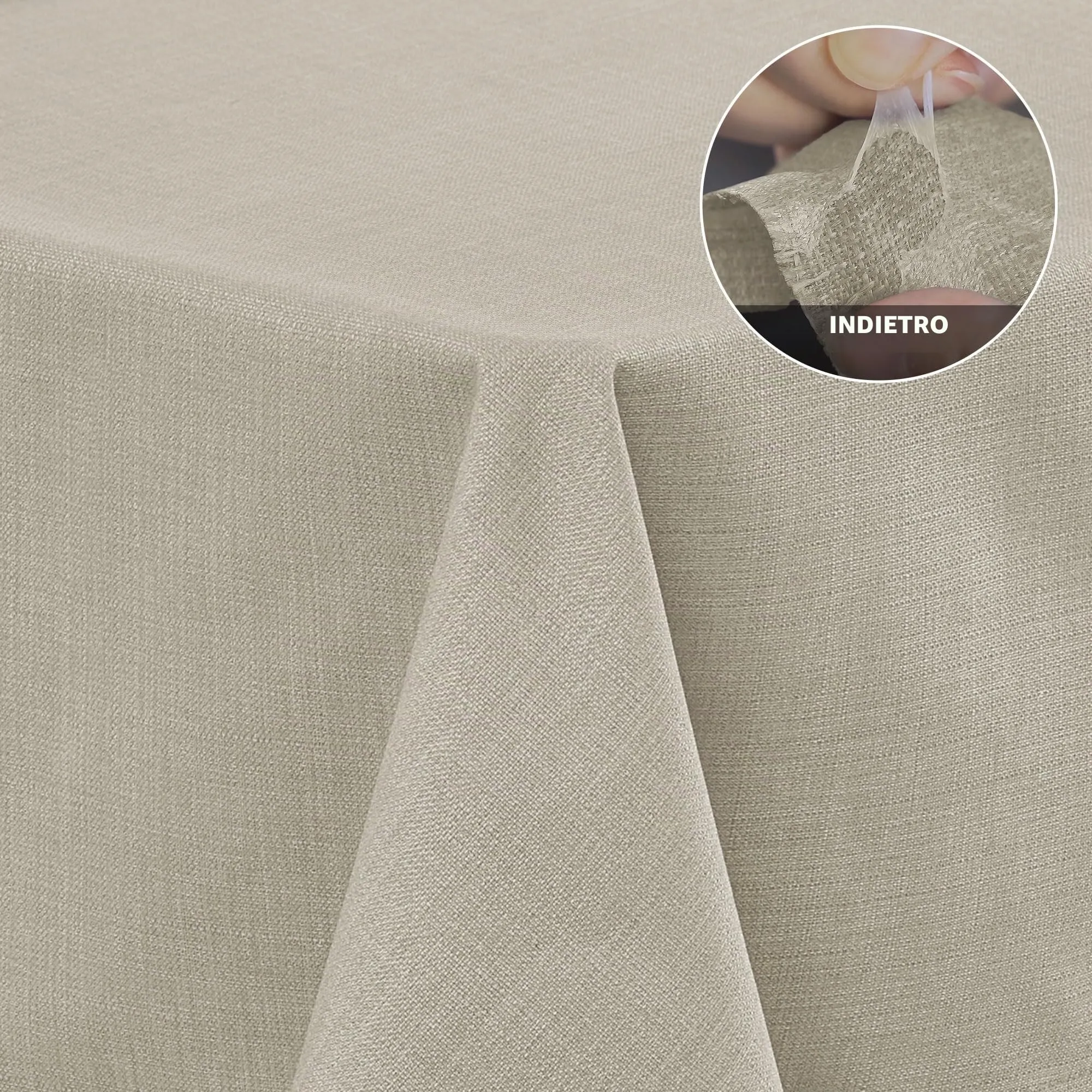 Deconovo Tovaglia Idrorepellente Effetto Lino, 140x240 cm, Marrone Chiaro - immagine 3