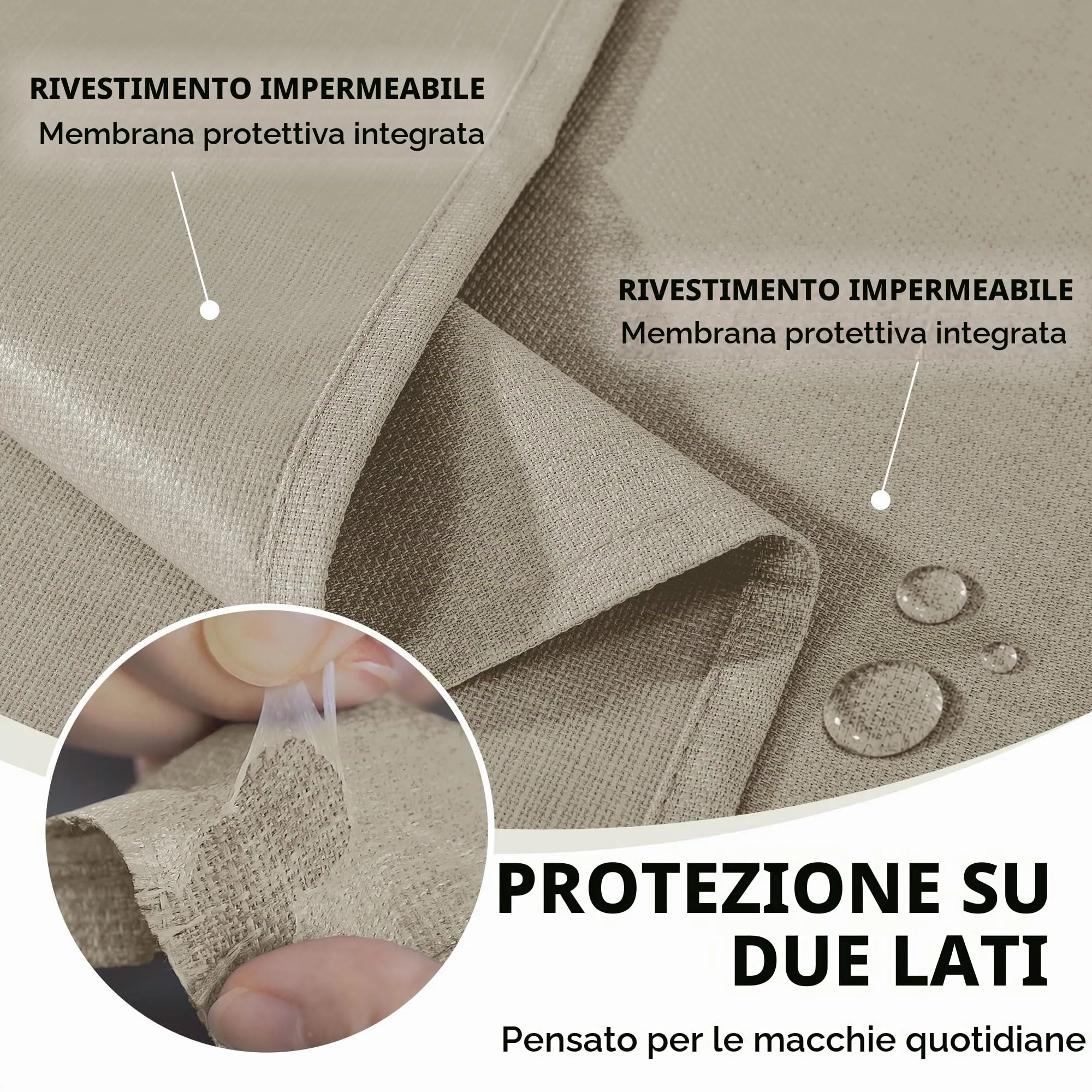 Deconovo Tovaglia Idrorepellente Effetto Lino, 140x240 cm, Marrone Chiaro - immagine 4