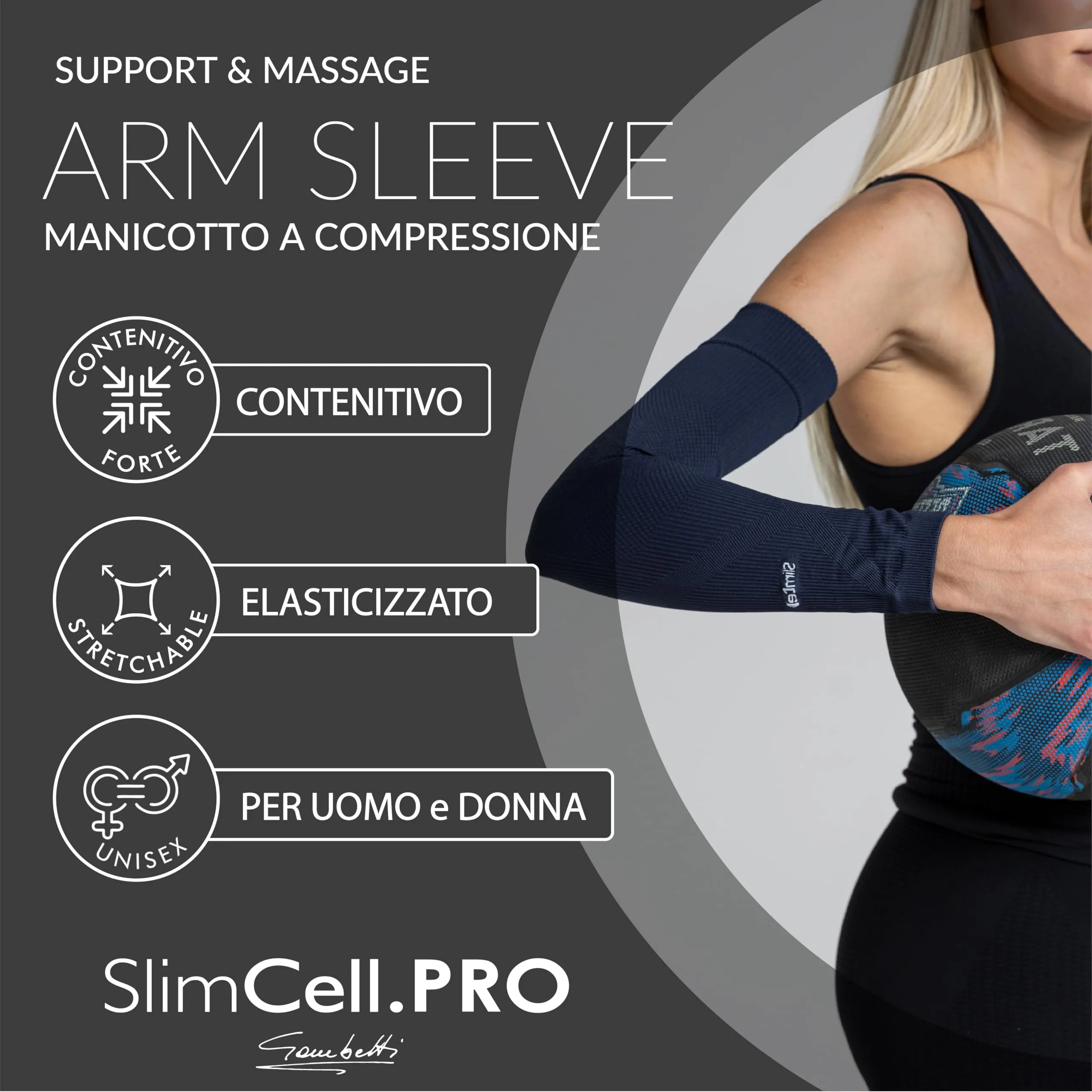 SLIMCELL Gambetti Manicotti Braccia Anti UV UPF 50+ a Compressione, Made in Italy - immagine 2