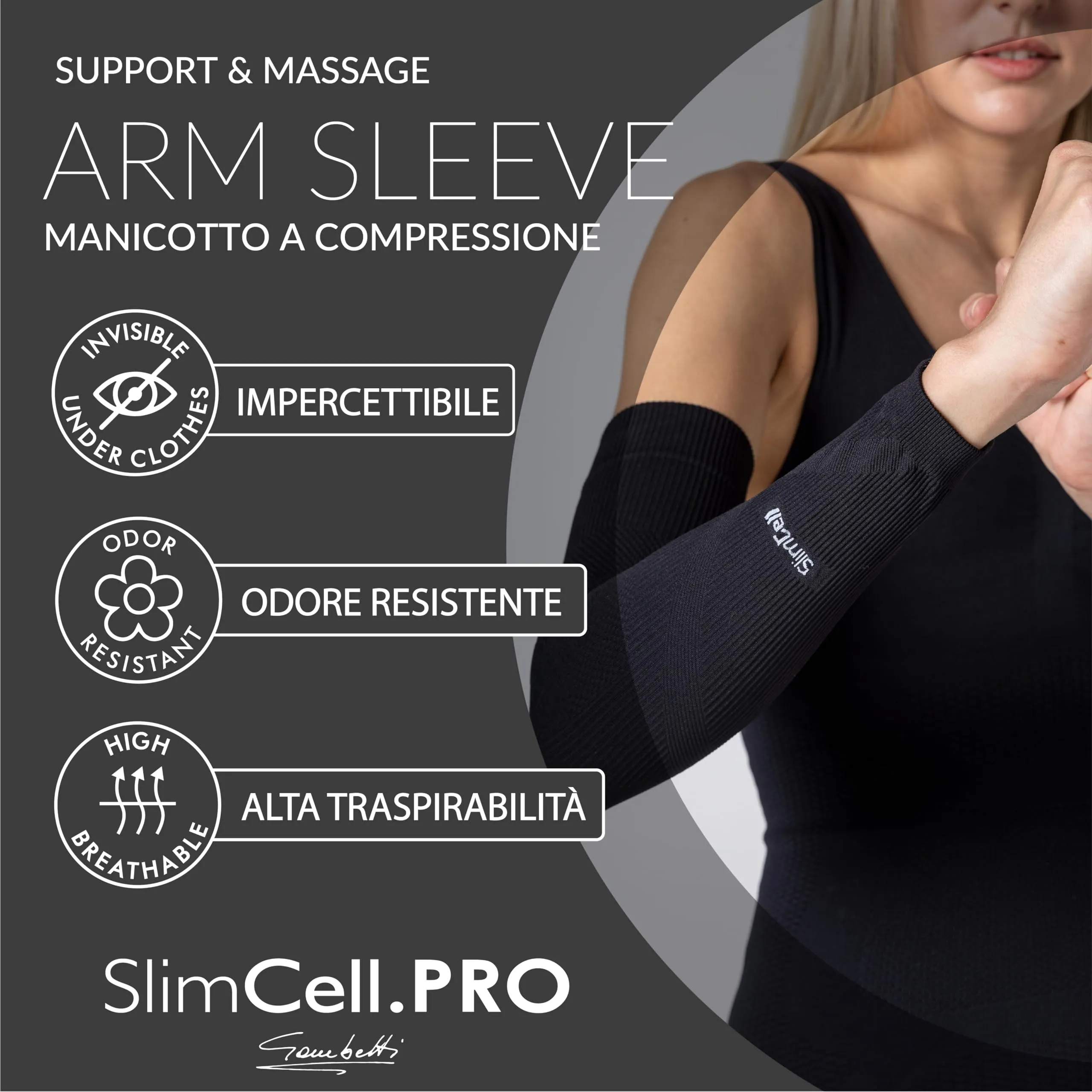 SLIMCELL Gambetti Manicotti Braccia Anti UV UPF 50+ a Compressione, Made in Italy - immagine 3