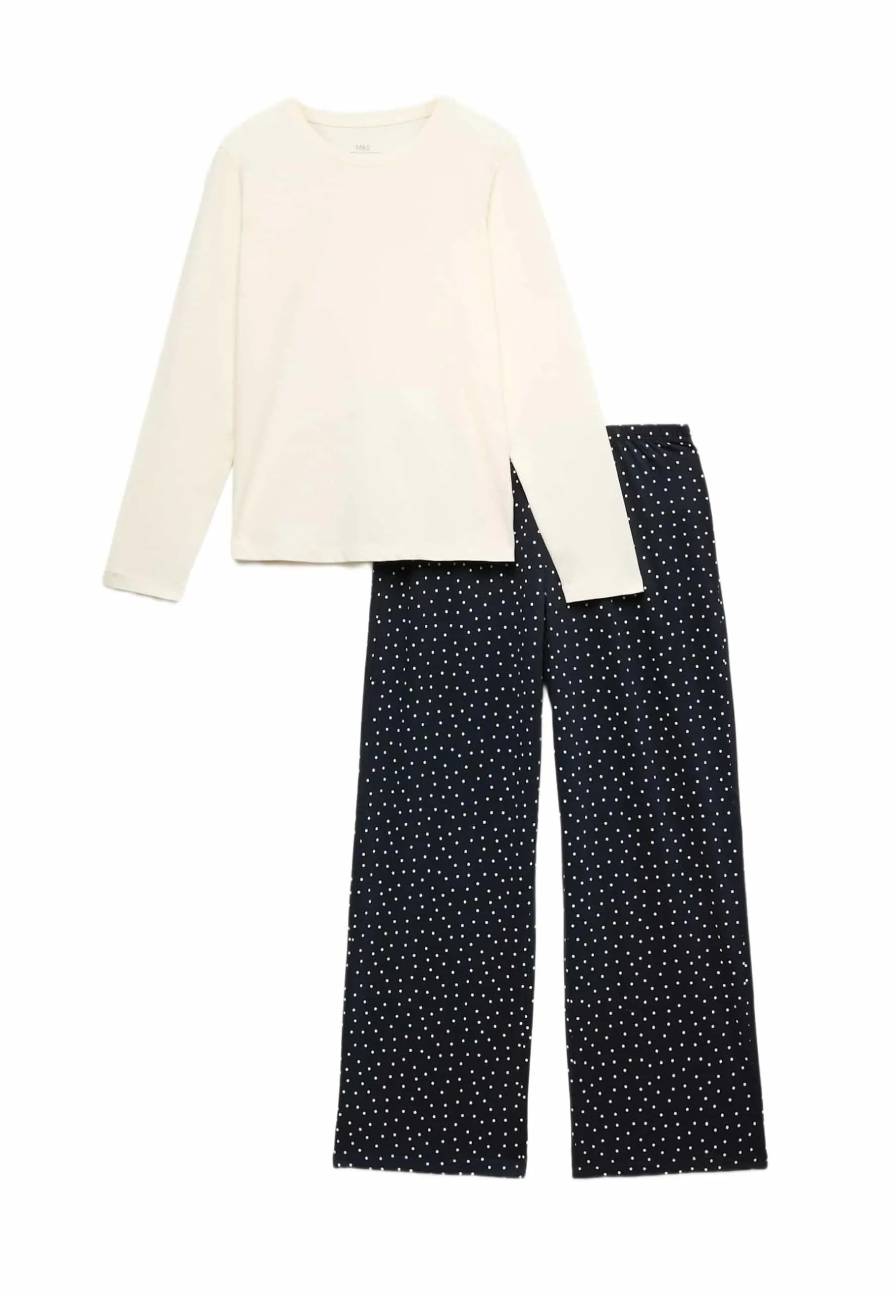 Marks & Spencer Pure Cotton Printed Pyjama Set Regular Fit Neutral S - immagine 1