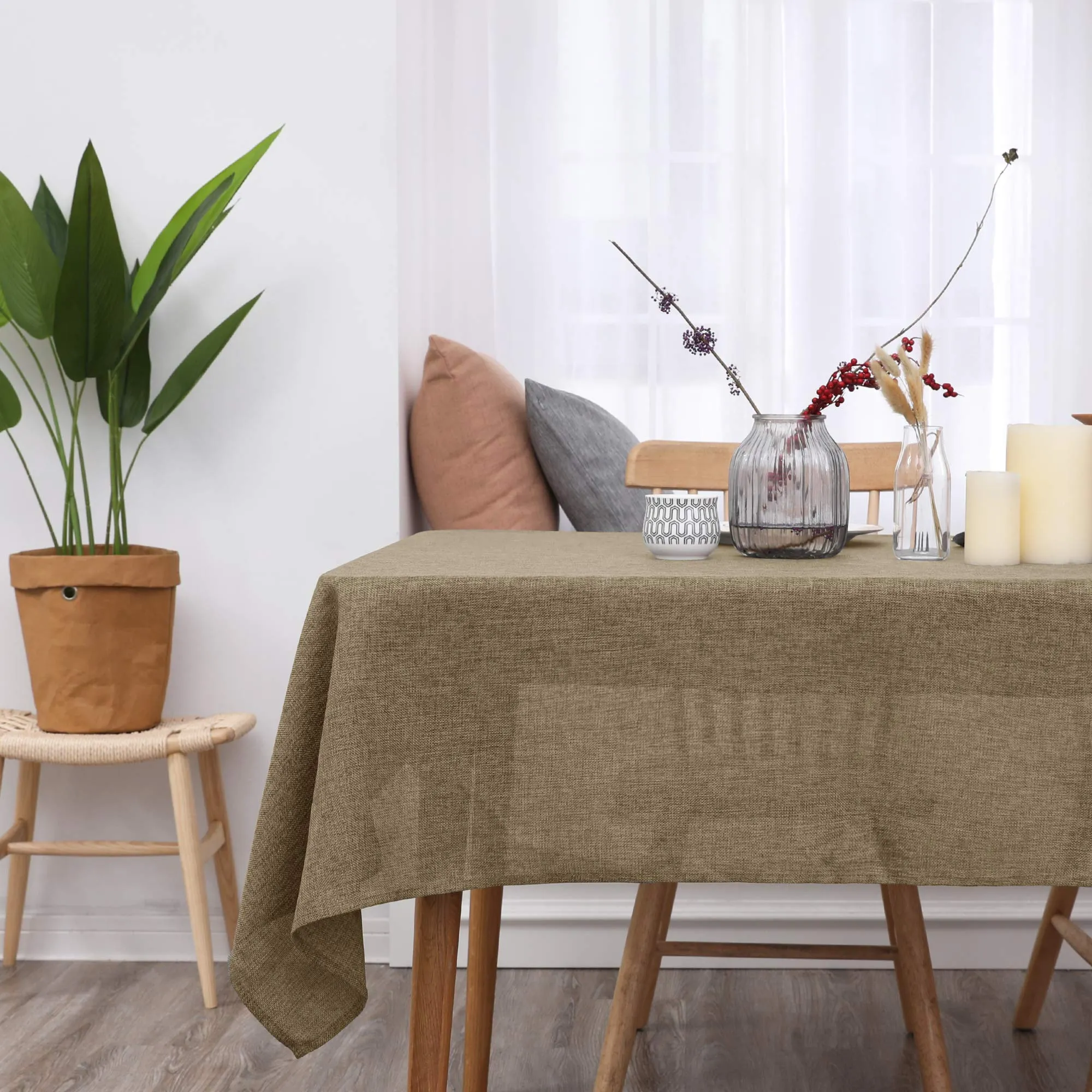 Deconovo Tovaglia Rettangolare in Finto Lino 130x130 cm - immagine 2