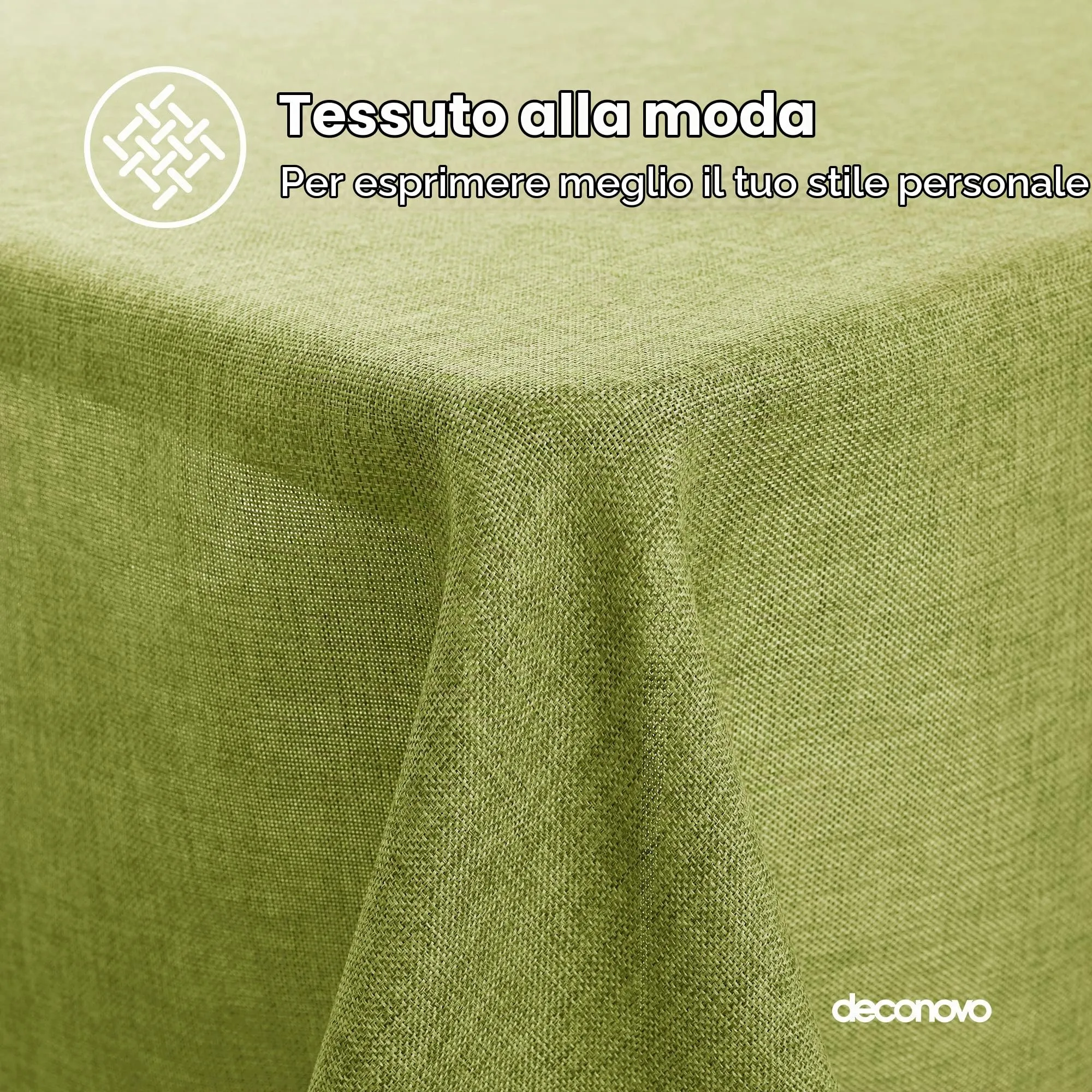Deconovo Tovaglia Rettangolare in Finto Lino 130x280 cm Verde - immagine 3