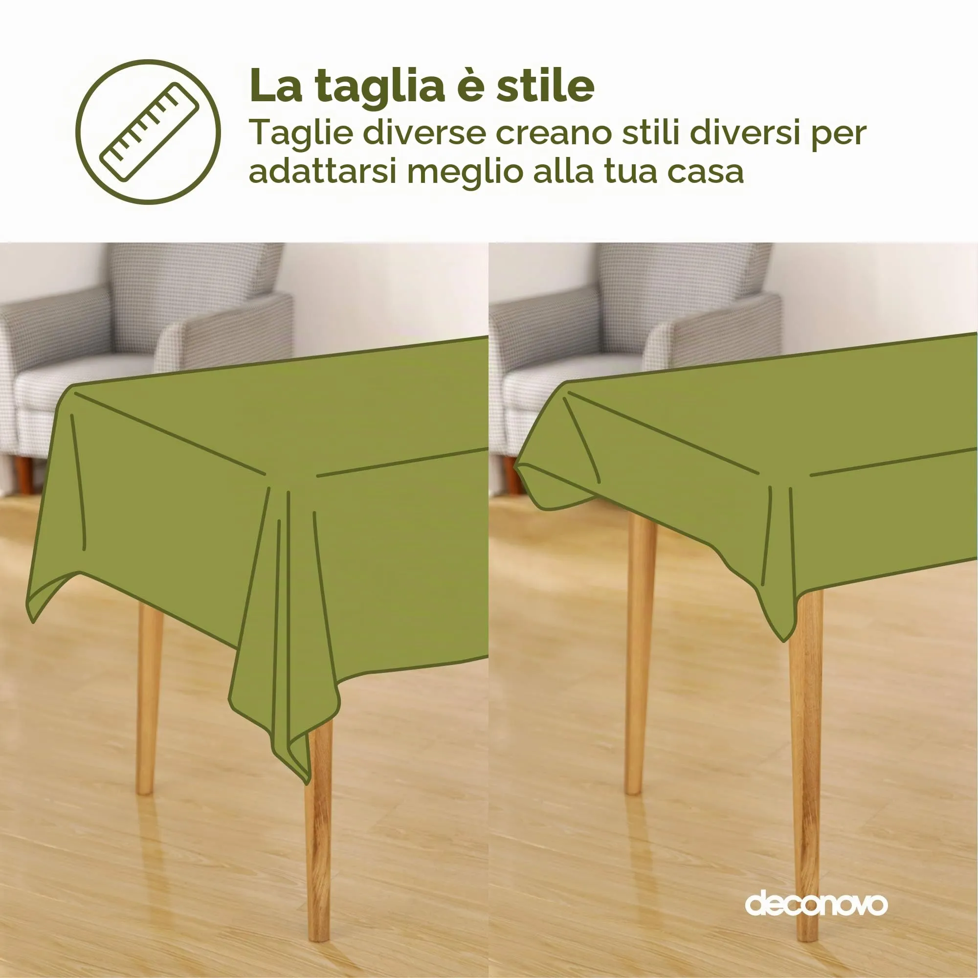 Deconovo Tovaglia Rettangolare in Finto Lino 130x280 cm Verde - immagine 6
