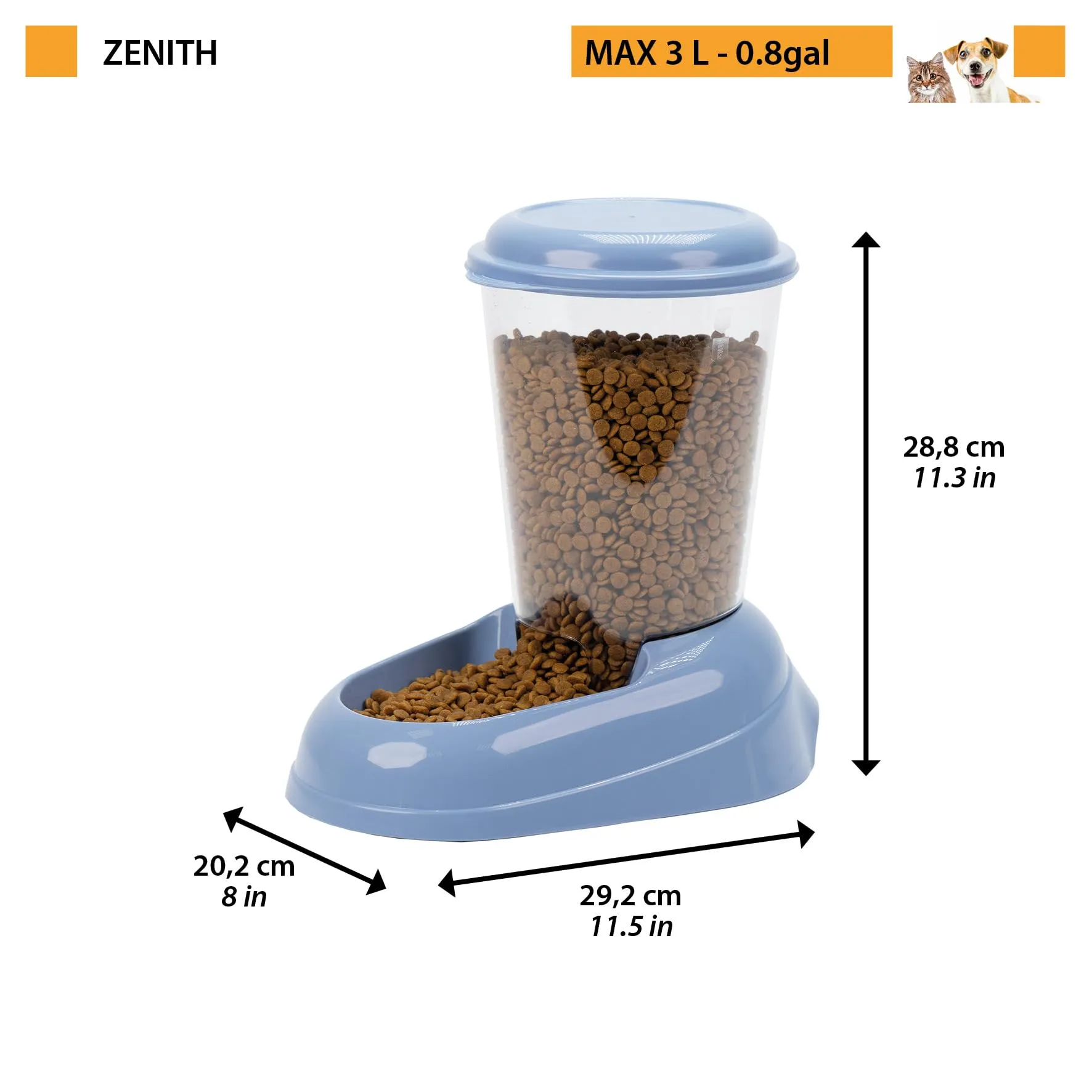 Ferplast Zenith Dispenser Cibo Secco per Cani e Gatti, 3 Litri, Blu - immagine 3