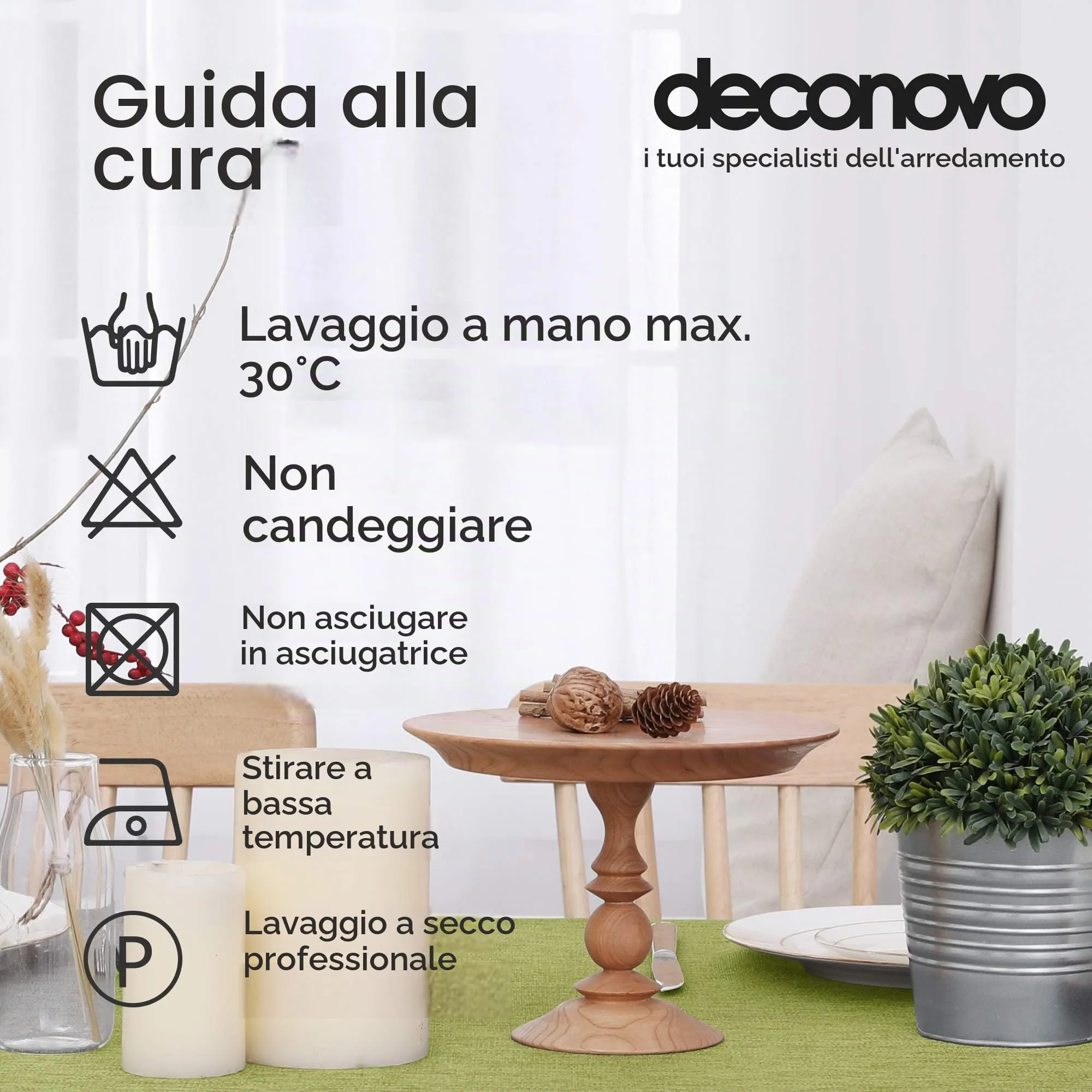 Deconovo Tovaglia Rettangolare Effetto Lino 132x229 cm, Verde - immagine 6
