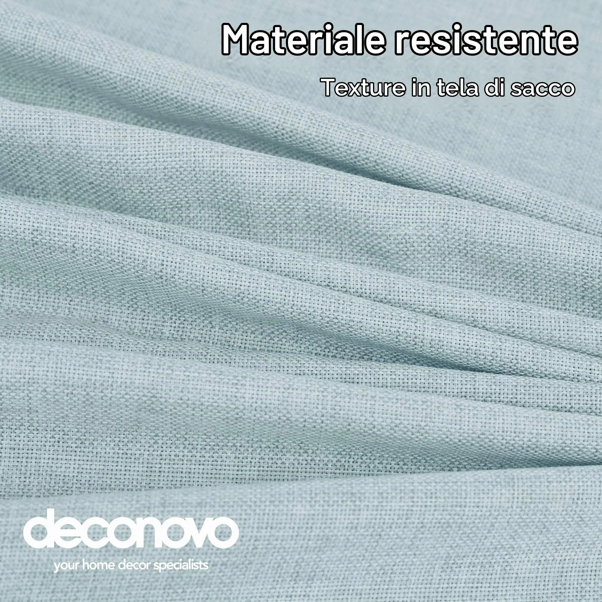 Deconovo Tovaglia Rettangolare in Finto Lino, 130x280 cm, Blu Cielo - immagine 5