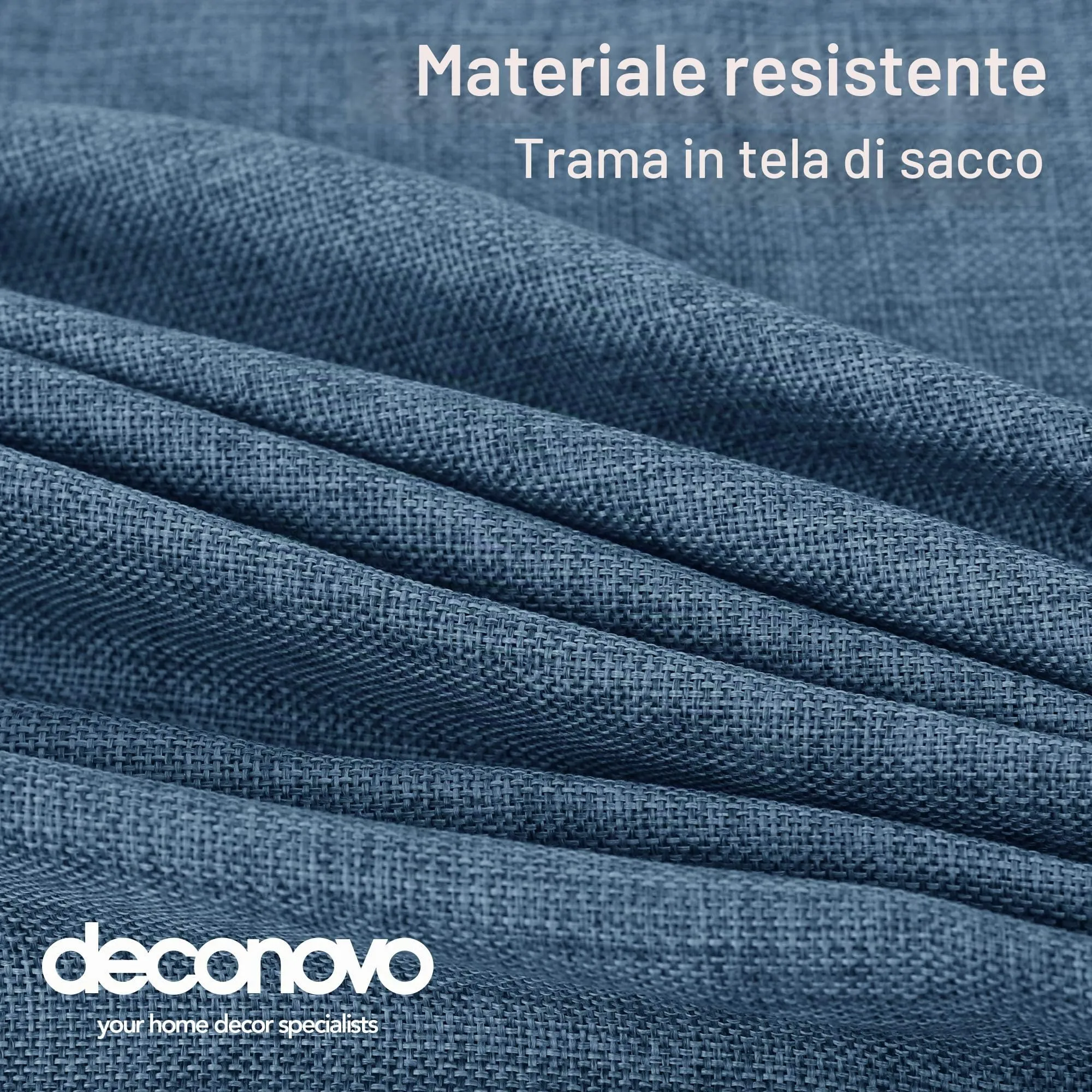 Deconovo Tovaglia Rettangolare in Finto Lino 130x280 cm, Blu Acciaio - immagine 5