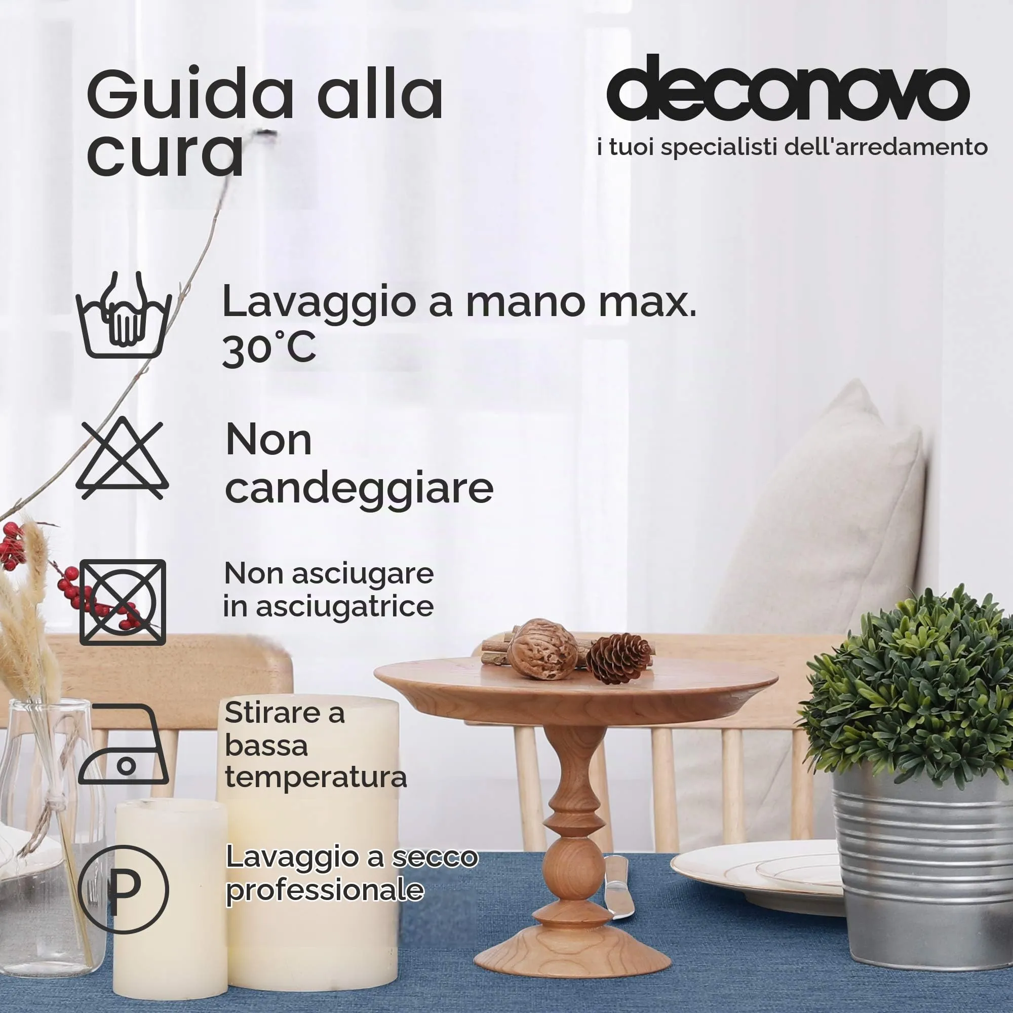 Deconovo Tovaglia Rettangolare in Finto Lino 130x280 cm, Blu Acciaio - immagine 6