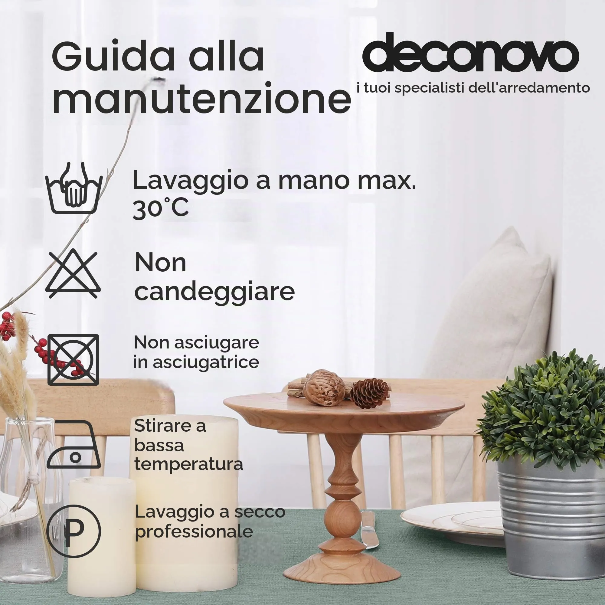 Deconovo Tovaglia Rettangolare in Finto Lino, 130x280 cm, Verde Menta - immagine 6