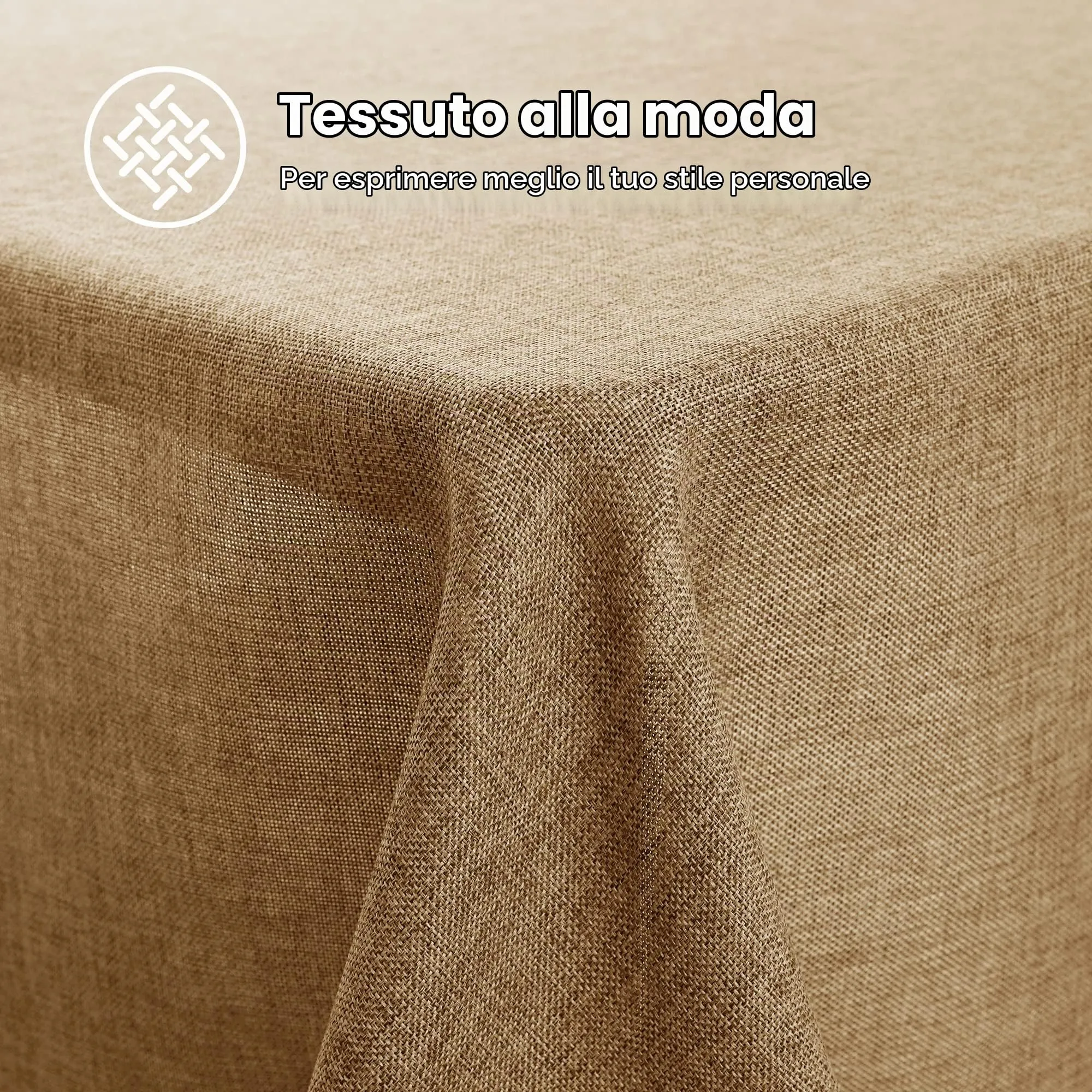 Deconovo Tovaglia Rettangolare Effetto Lino 130x130 cm Giallo Terroso - immagine 3
