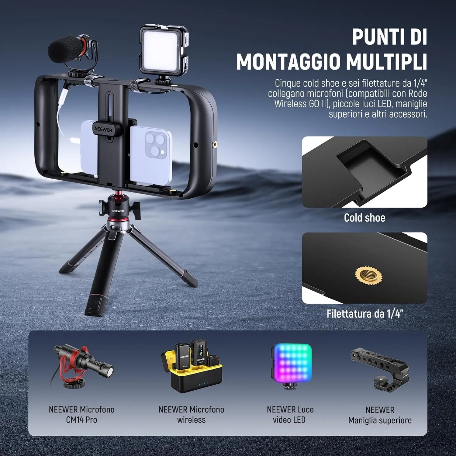 Neewer Mobile Phone Video Rig Smartphone Stabilizer Cage - immagine 4