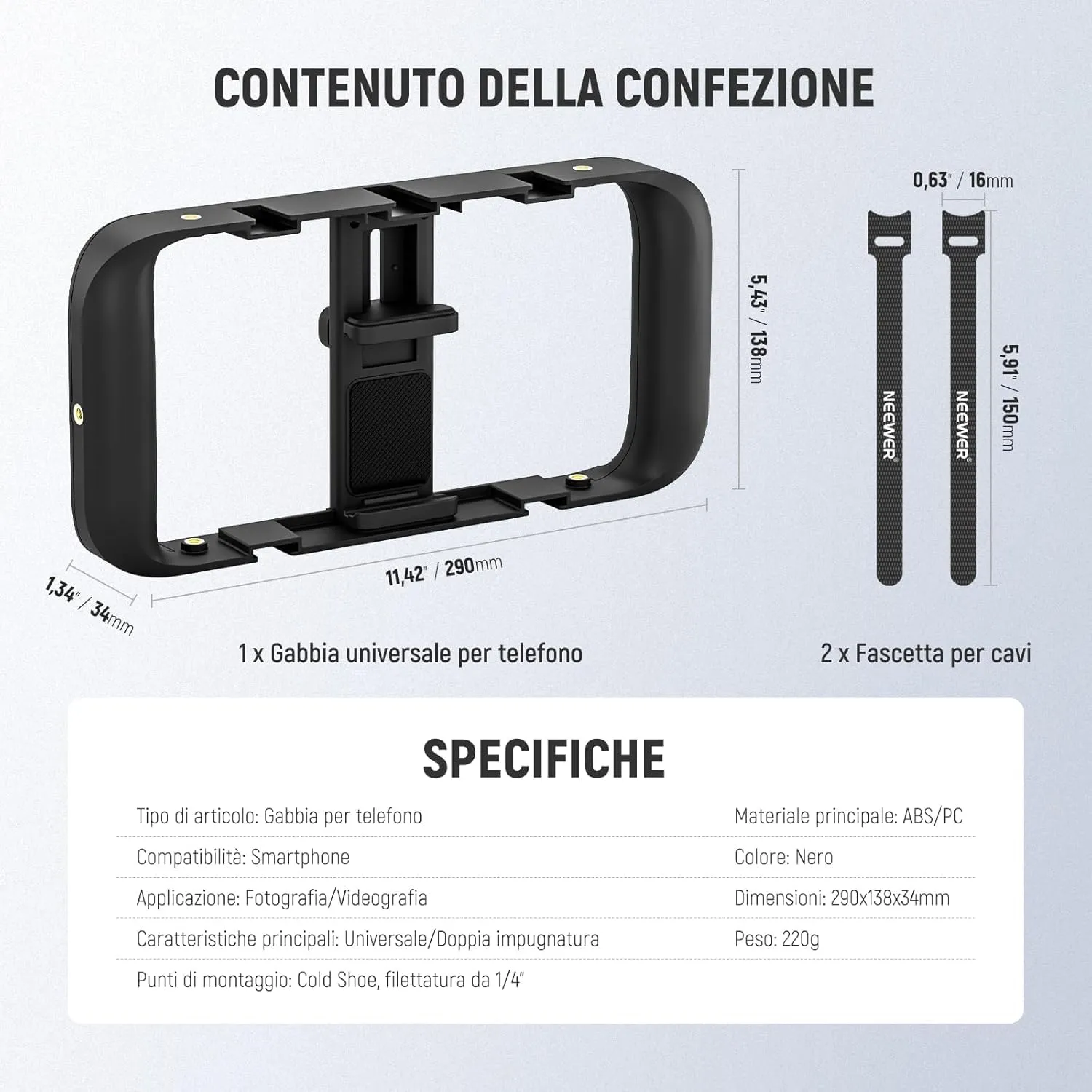 Neewer Mobile Phone Video Rig Smartphone Stabilizer Cage - immagine 8