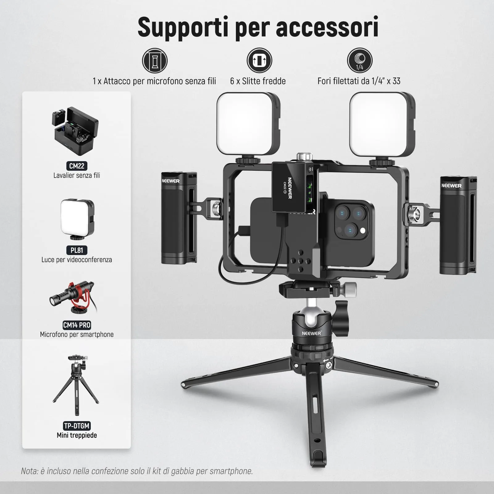 NEEWER Vlogging Kit per Telefono Stabilizzatore Video PA009 - immagine 2