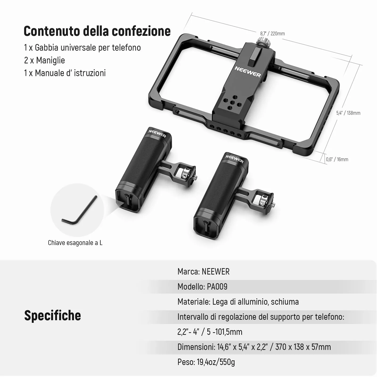 NEEWER Vlogging Kit per Telefono Stabilizzatore Video PA009 - immagine 8