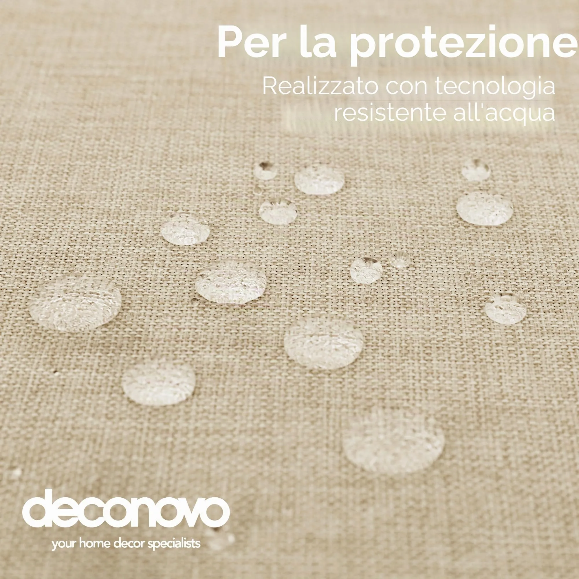 Deconovo Tovaglia Rotonda in Finto Lino 140 cm, Beige - immagine 4