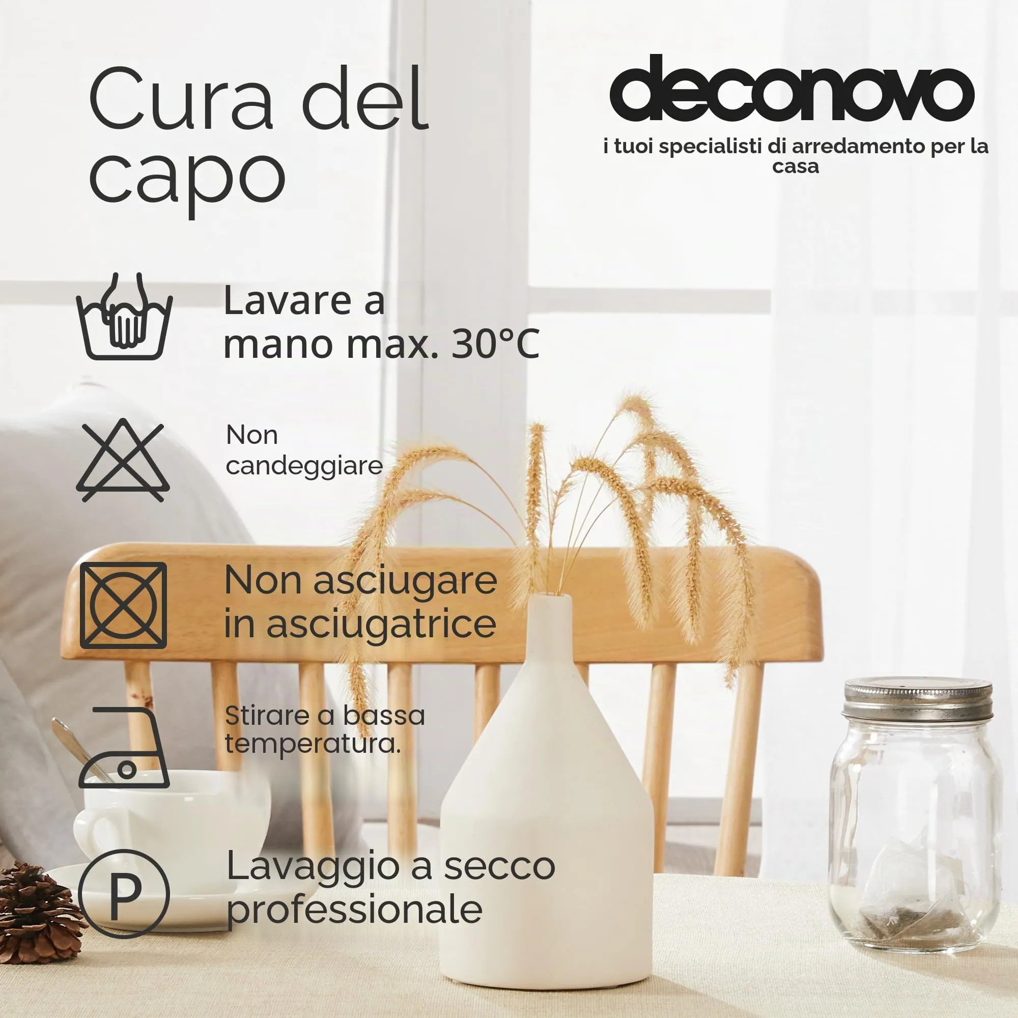 Deconovo Tovaglia Rotonda in Finto Lino 140 cm, Beige - immagine 7