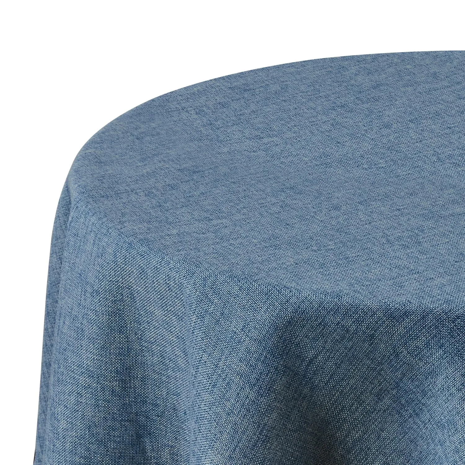 Deconovo Tovaglia Rotonda Effetto Lino, 140 cm, Blu Acciaio - immagine 1