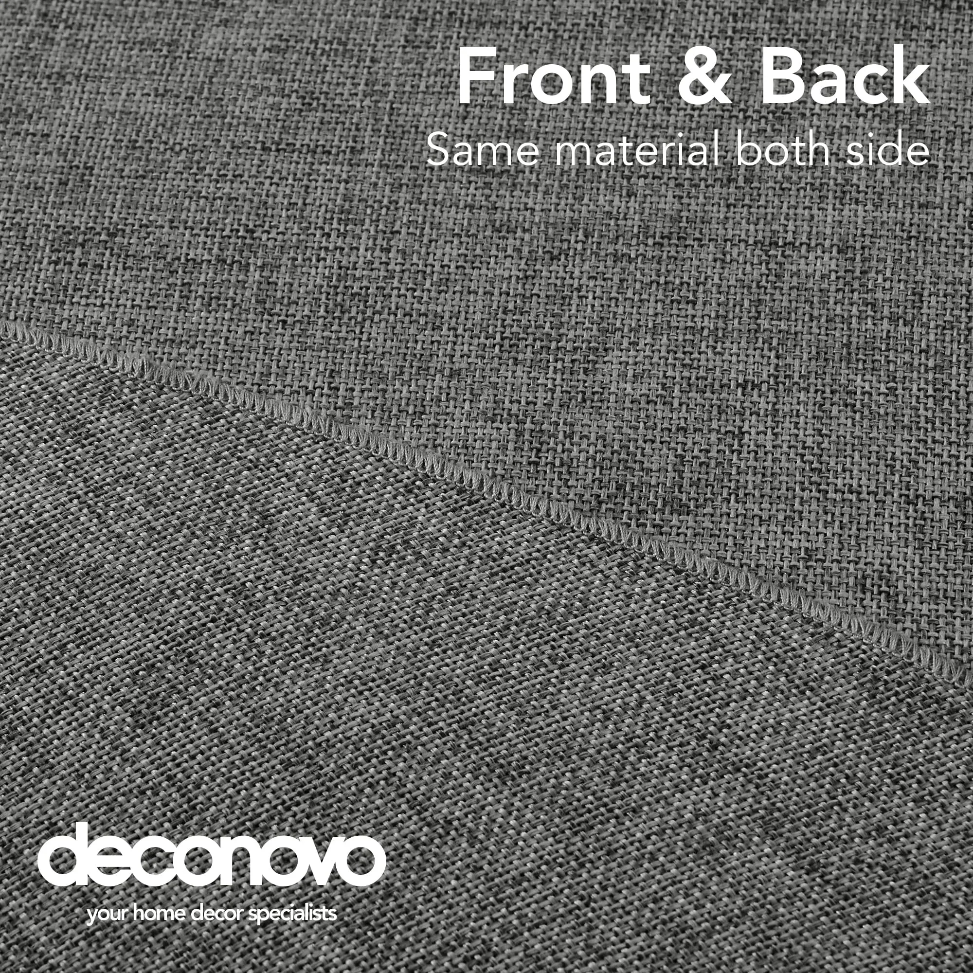 Deconovo Tovaglia Rotonda Effetto Lino, 140 cm, Grigio Scuro - immagine 5