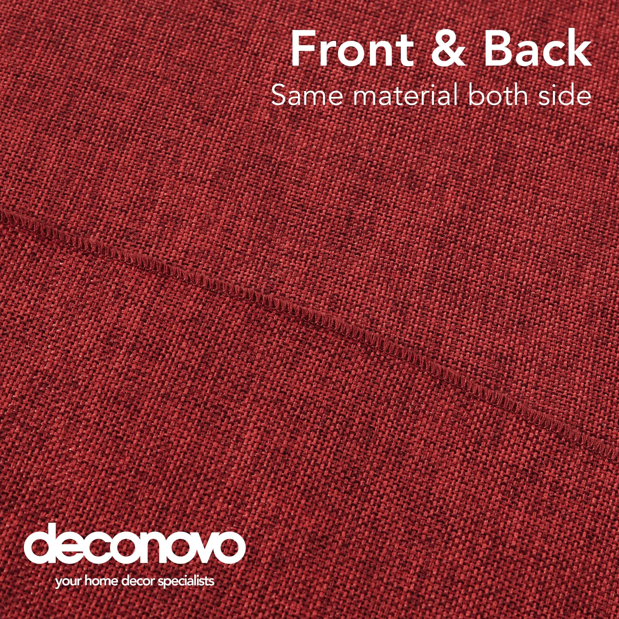 Deconovo Tovaglia Rotonda Effetto Lino, 140 cm, Rosso - immagine 5