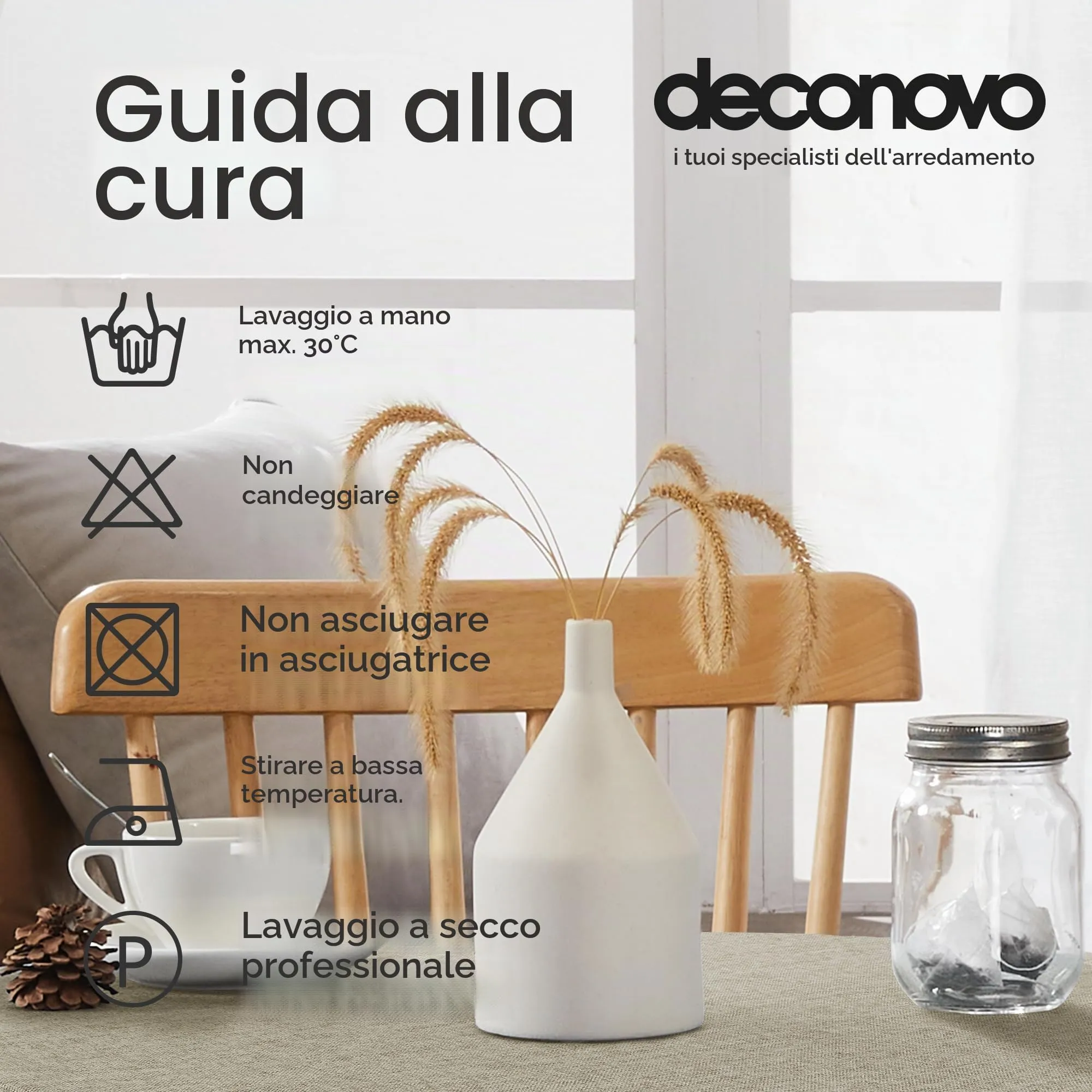 Deconovo Tovaglia Rotonda in Finto Lino 140 cm, Lino Chiaro - immagine 7
