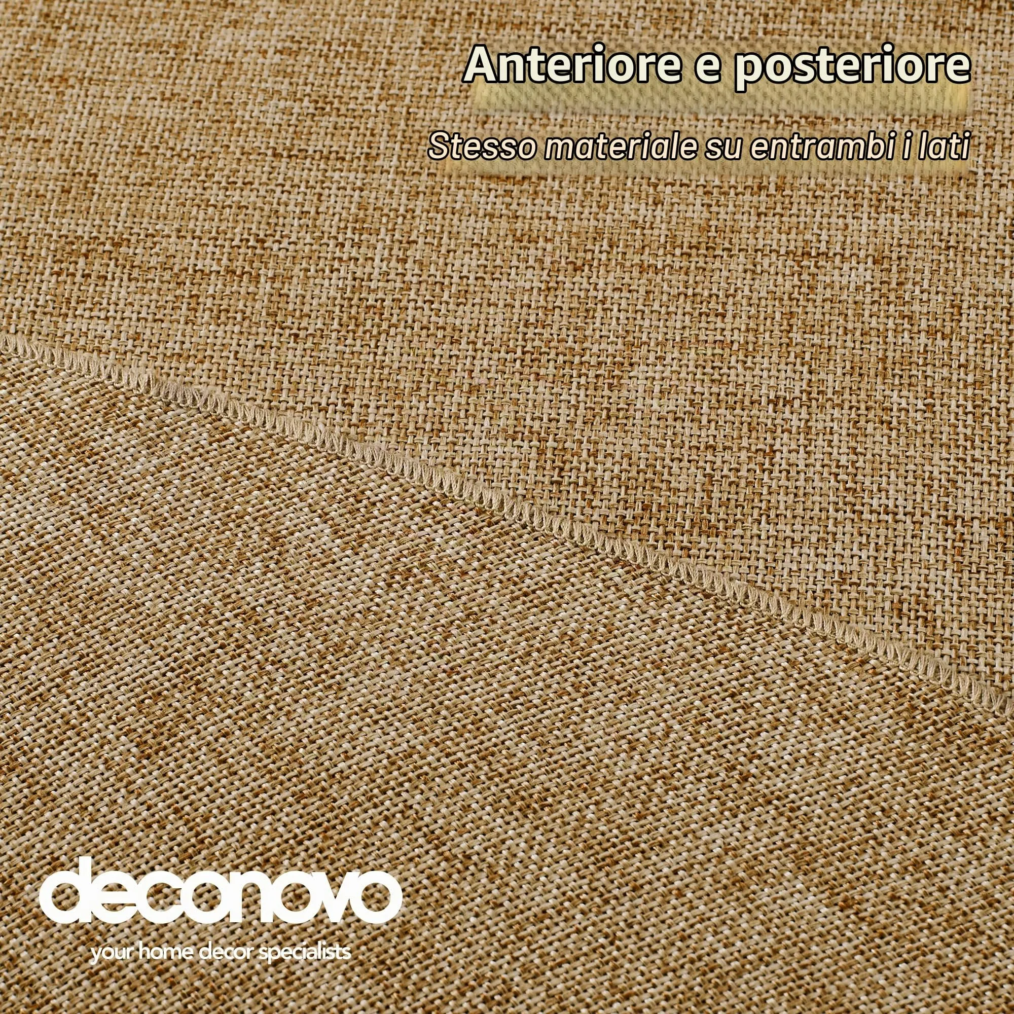 Deconovo Tovaglia Rotonda in Finto Lino, 140 cm, Marrone Ocra - immagine 5