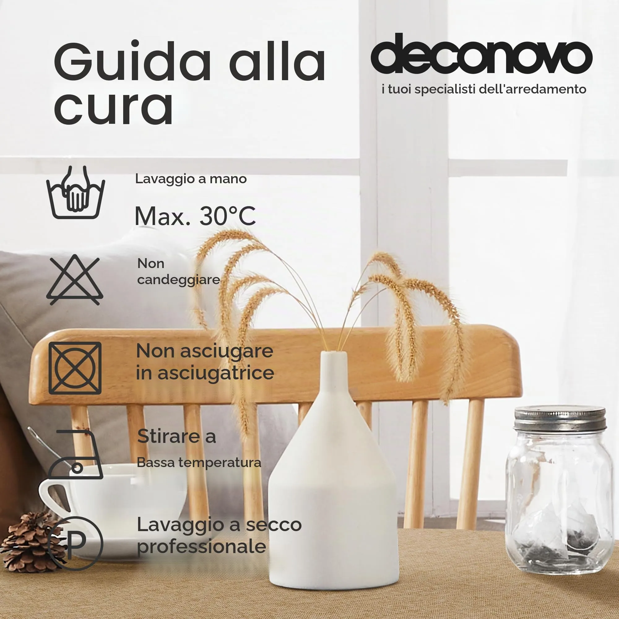 Deconovo Tovaglia Rotonda in Finto Lino, 140 cm, Marrone Ocra - immagine 7