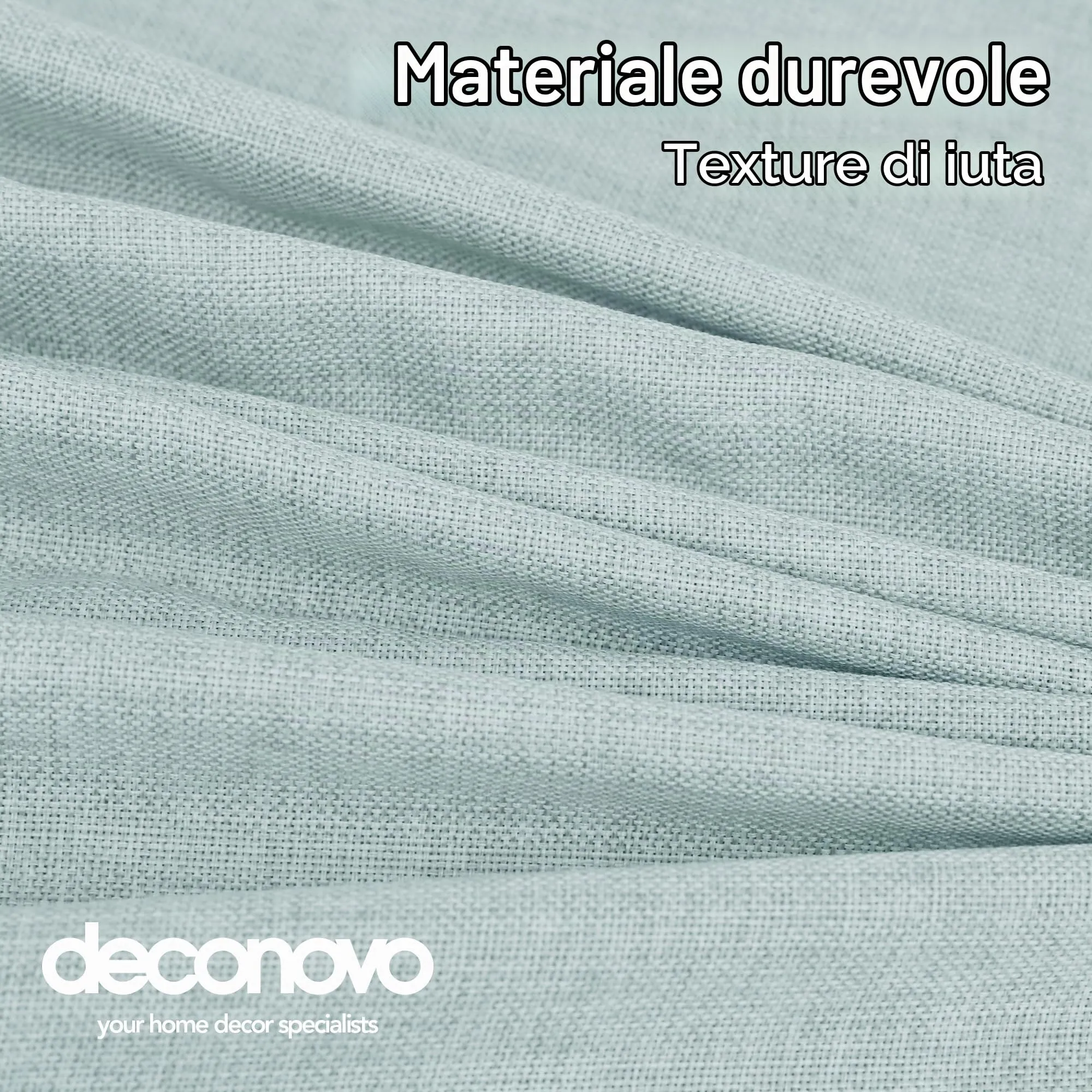 Deconovo Tovaglia Rotonda in Finto Lino, 140 cm, Blu Cielo - immagine 6