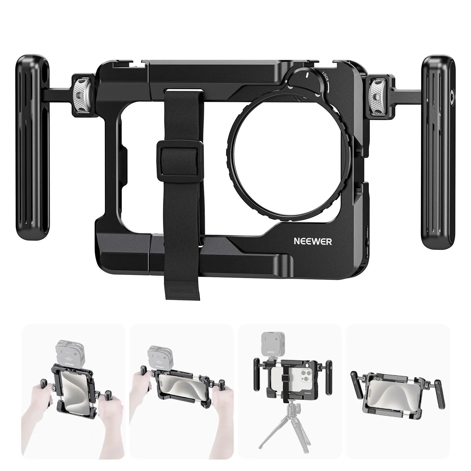 NEEWER Smartphone Video Rig Universale con Maniglie e Adattatore Filtri 67mm - immagine 1