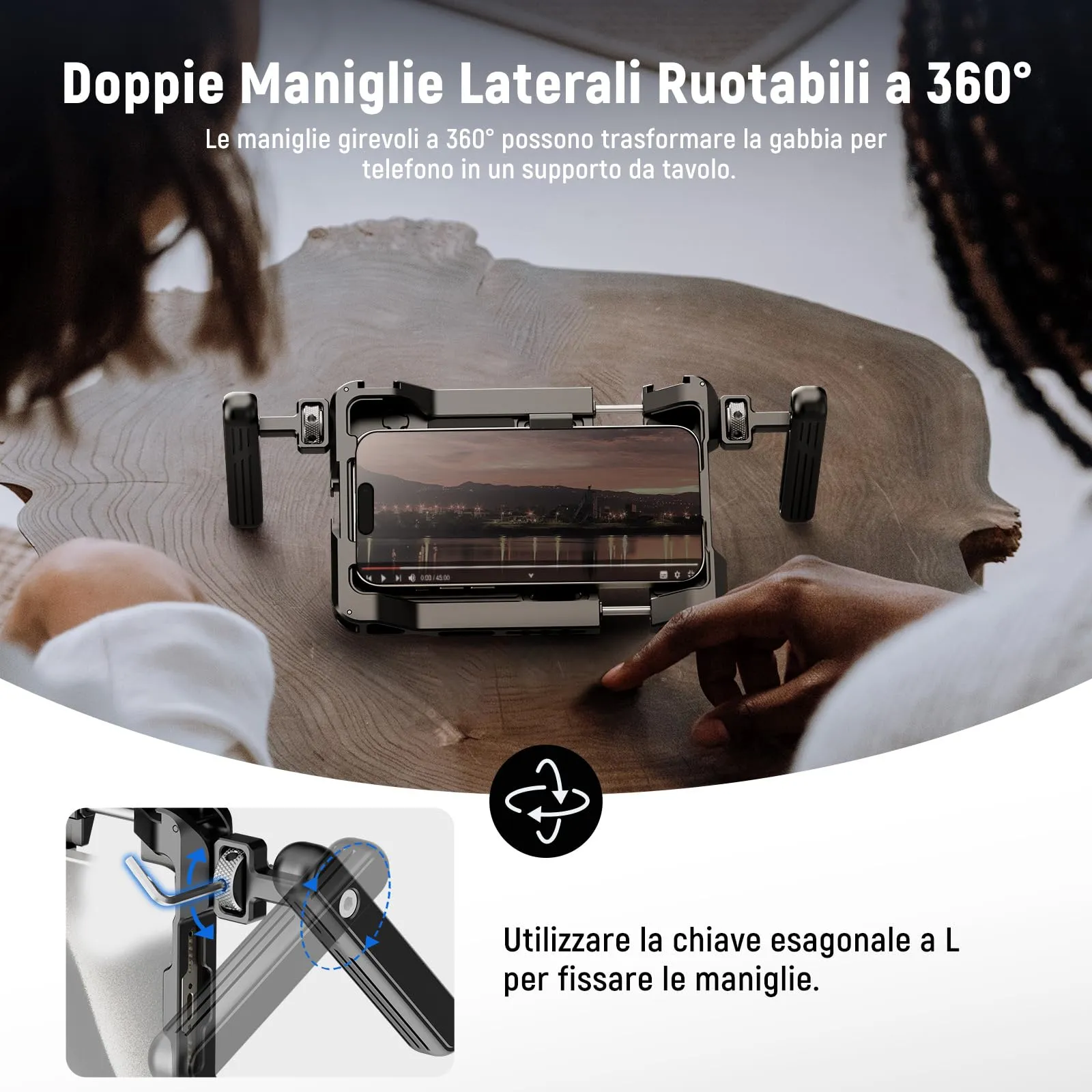 NEEWER Smartphone Video Rig Universale con Maniglie e Adattatore Filtri 67mm - immagine 3