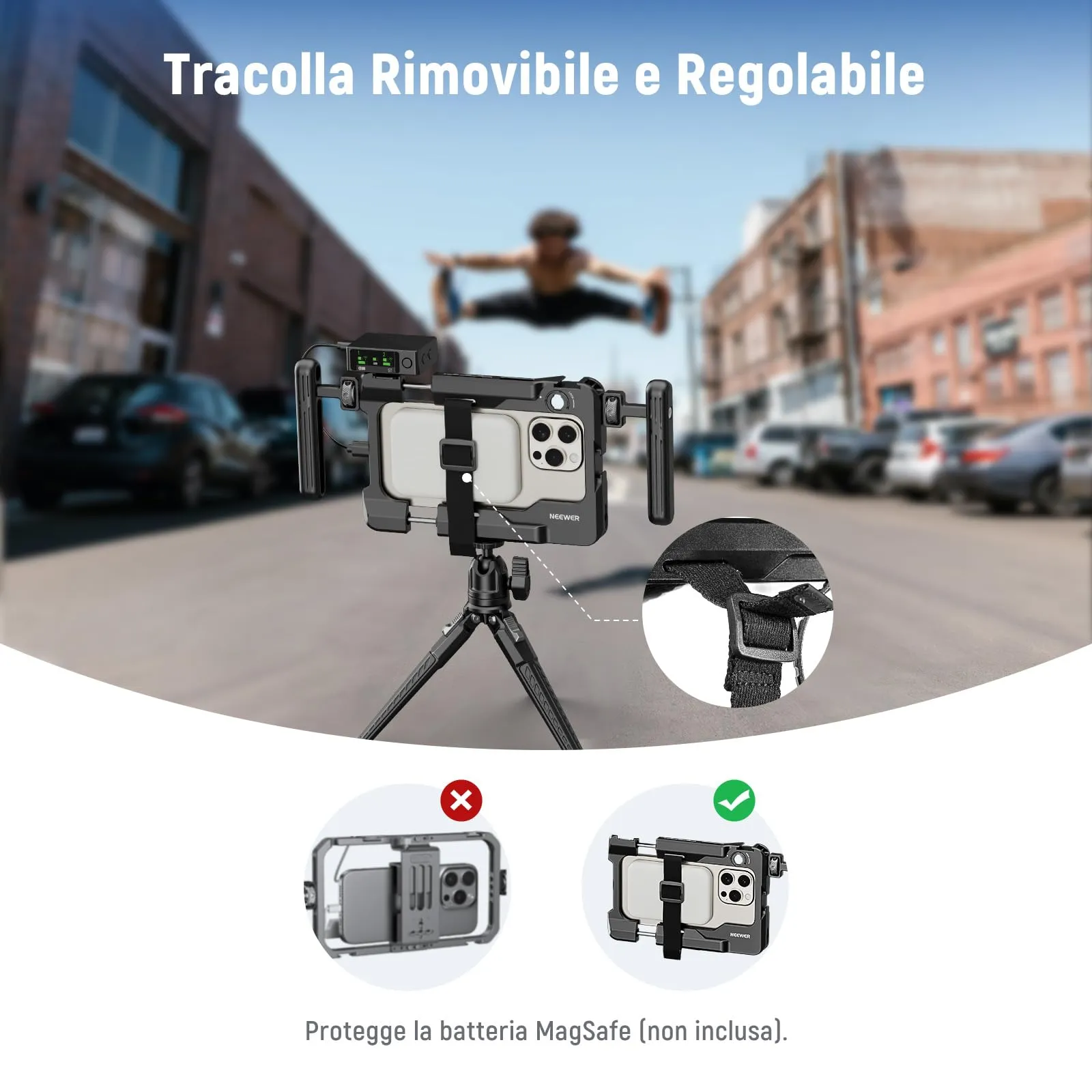 NEEWER Smartphone Video Rig Universale con Maniglie e Adattatore Filtri 67mm - immagine 5