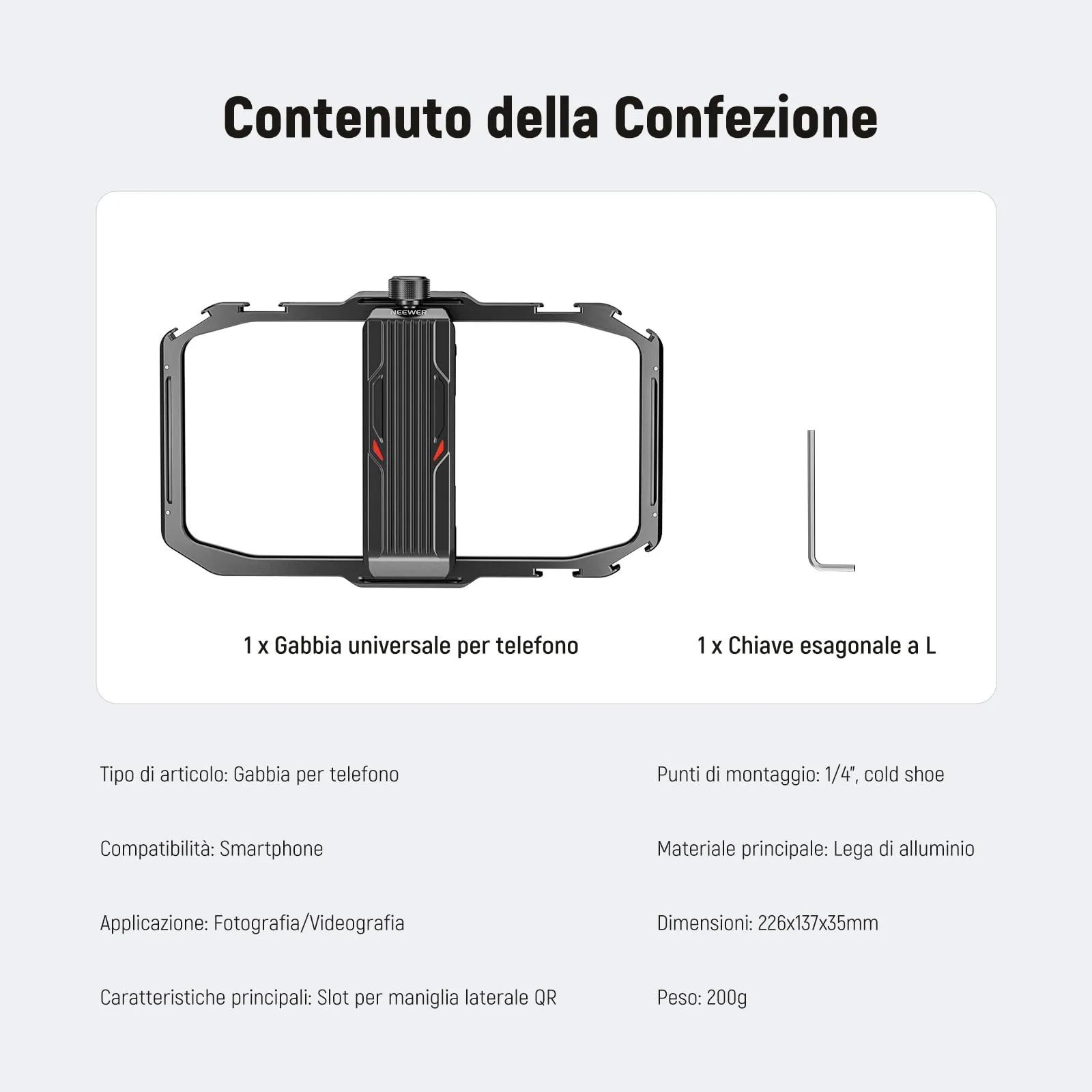 NEEWER Gabbia Telefono Universale Smartphone Video Rig con Attacchi a Sgancio Rapido e Cold Shoe, PA039 - immagine 7
