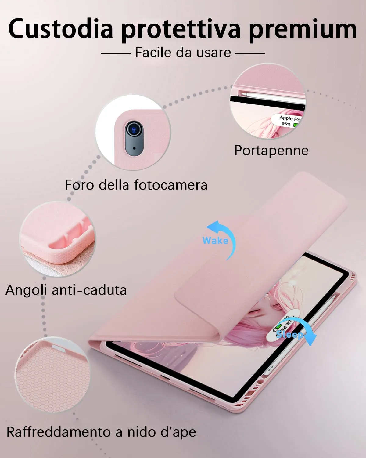 MicroTunk Tastiera Retroilluminata e Mouse Bluetooth Case per iPad Air 11 (M4 2026 / M3 2025 / M2 2024) e iPad Air 5 (2022) / Air 4 (2020) 10.9 Pollici, Layout Italiano QWERTY - immagine 7