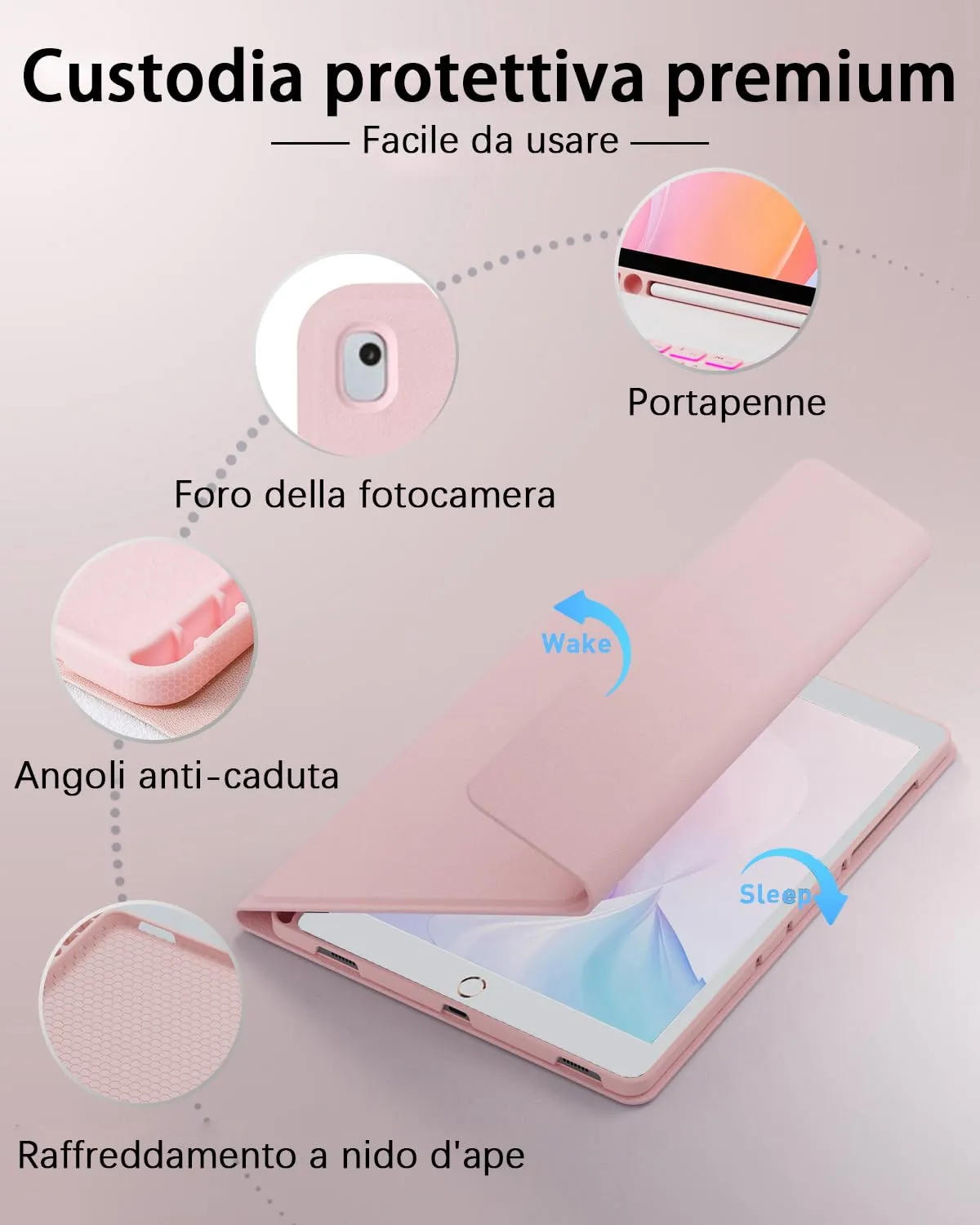 MicroTunk Cover con Tastiera Retroilluminata e Mouse Bluetooth per iPad 9ª/8ª/7ª Generazione 10.2", iPad Air 3 10.2", iPad Pro 10.5" (2017), Layout Italiano QWERTY - immagine 7