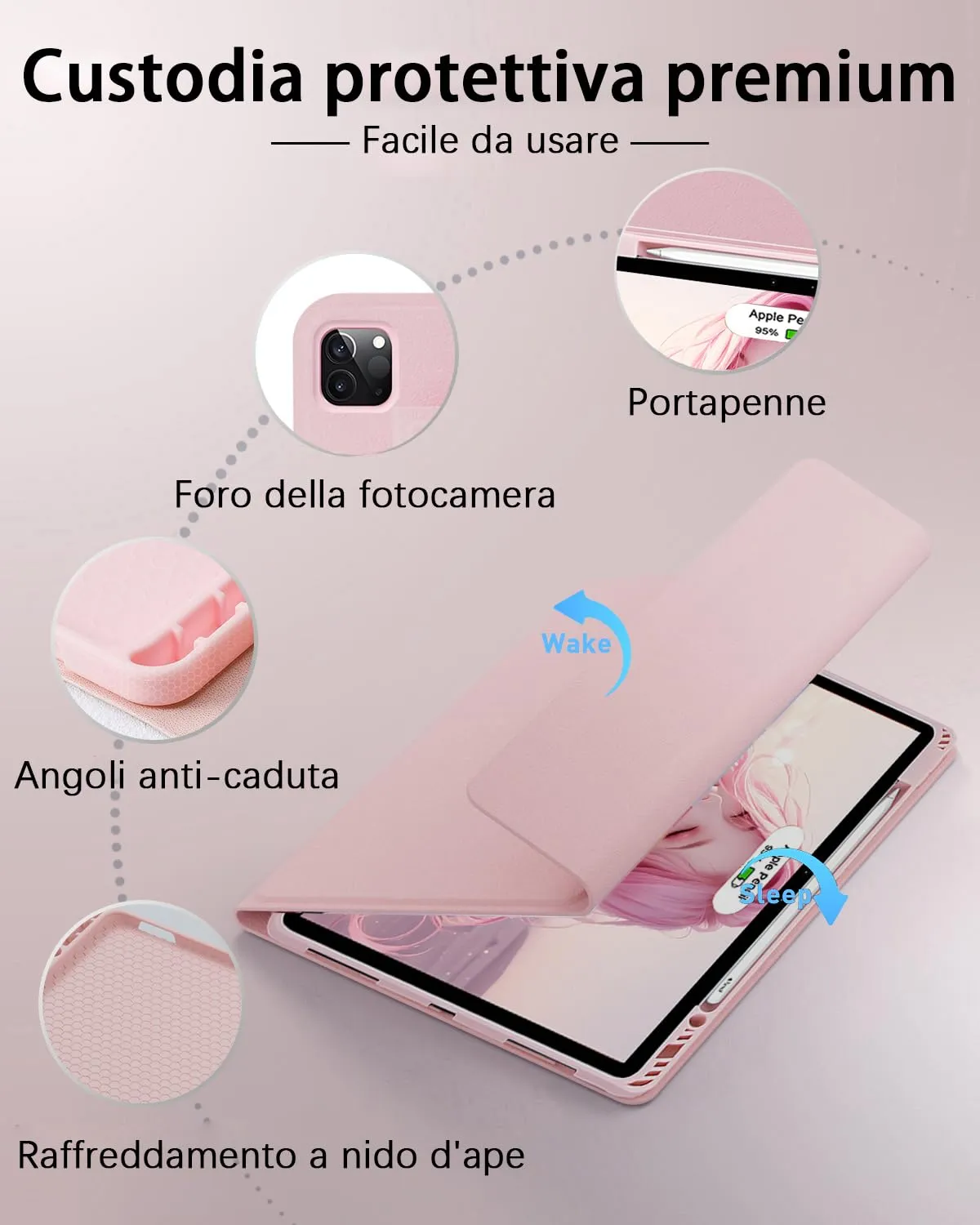 MicroTunk Keyboard Case with Wireless Bluetooth Backlit Italian QWERTY Keyboard and Mouse for iPad Air 13 (M4 2026/M3 2025/M2 2024) and iPad Pro 12.9 (6th/5th/4th/3rd Gen) - immagine 7