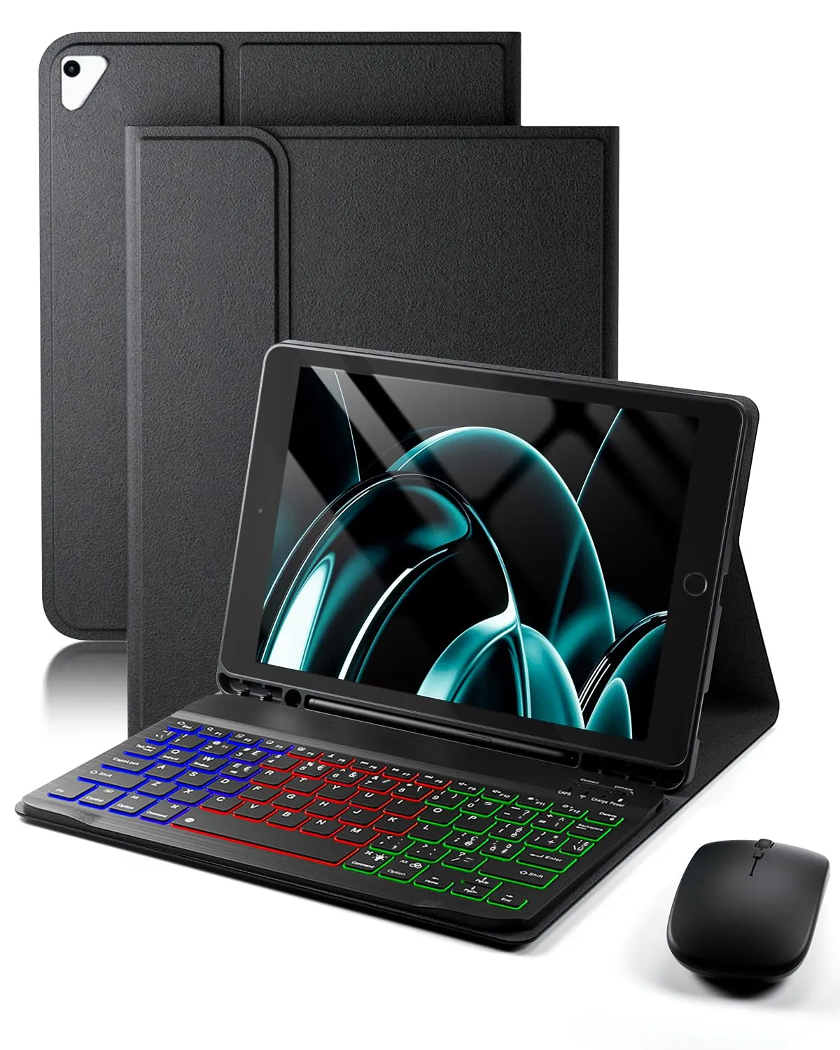 MicroTunk Keyboard Case and Mouse for iPad 6th Gen (2018), iPad 5th Gen (2017), iPad Pro 9.7 (2016), iPad Air 2 (2014) 9.7 Inch, Backlit Italian QWERTY Bluetooth Keyboard - immagine 1