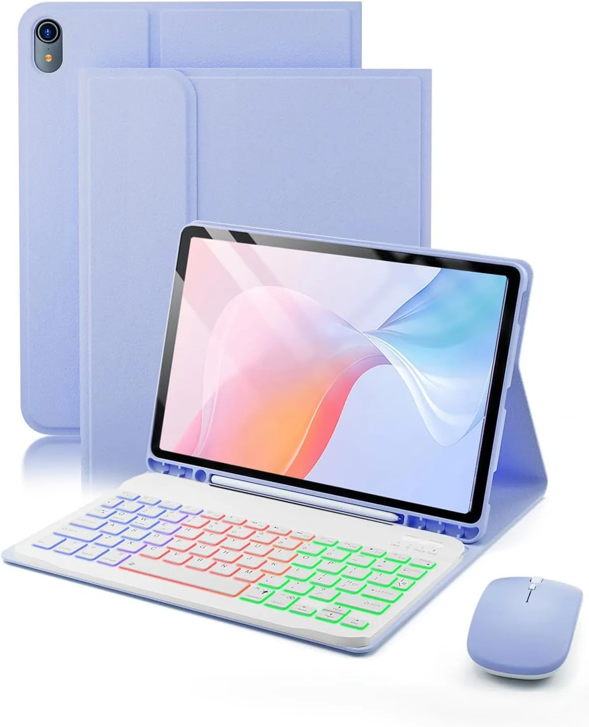 MicroTunk Keyboard Case with Backlit Keyboard and Mouse for iPad 11th Generation (2025) 11" and iPad 10th Generation (2022) 10.9", Italian QWERTY, Purple - immagine 1