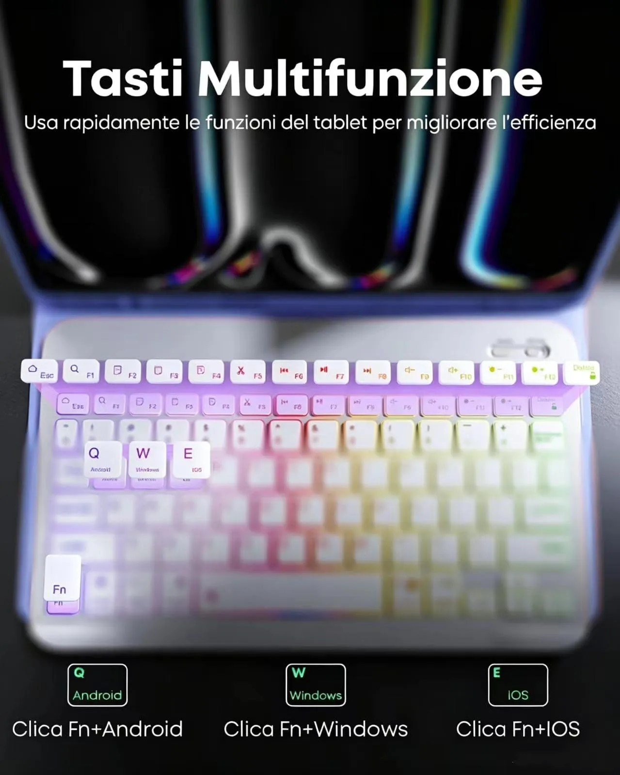 MicroTunk Keyboard Case with Backlit Keyboard and Mouse for iPad 11th Generation (2025) 11" and iPad 10th Generation (2022) 10.9", Italian QWERTY, Purple - immagine 8