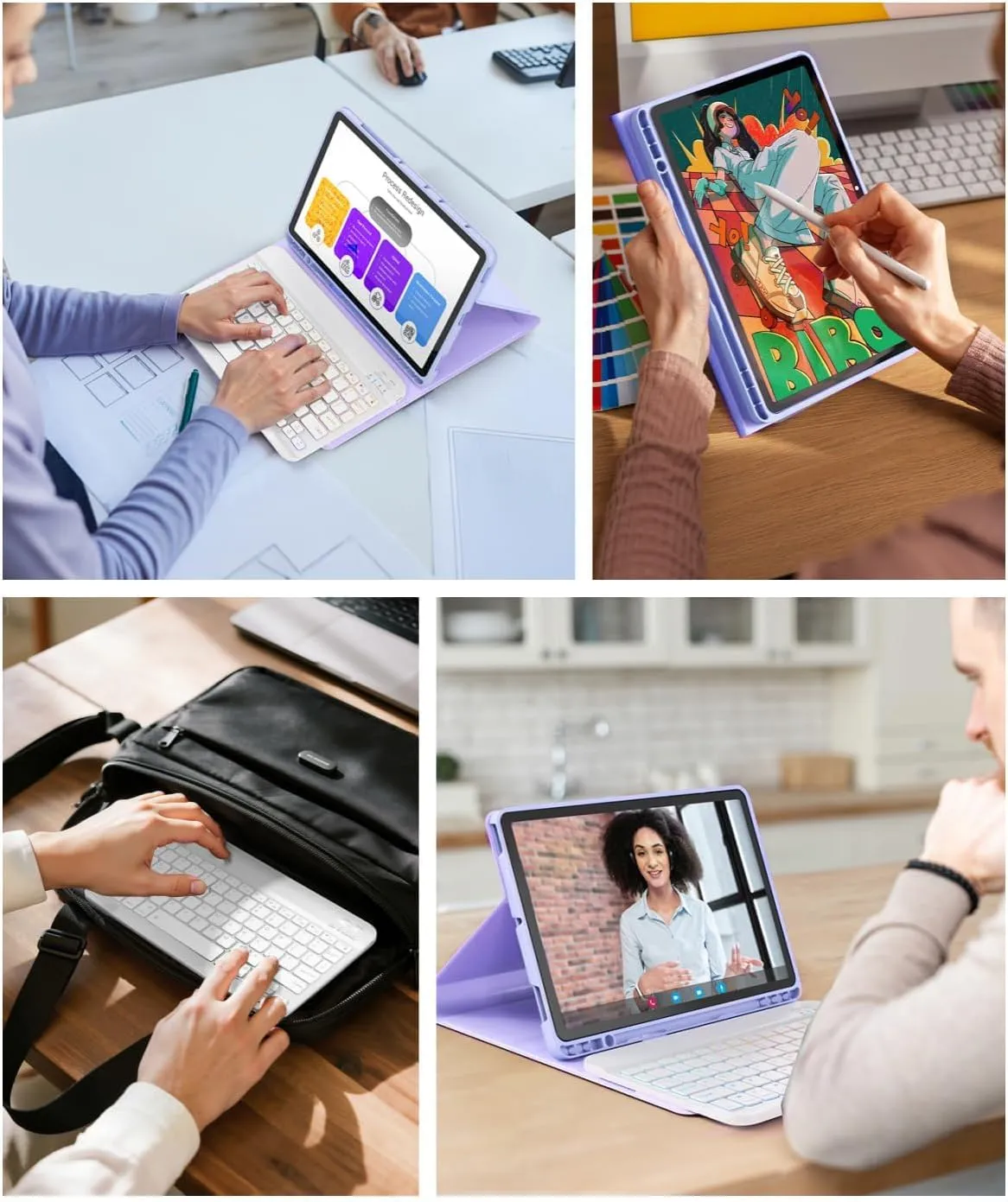 MicroTunk Keyboard Case with Backlit Keyboard and Mouse for iPad 11th Generation (2025) 11" and iPad 10th Generation (2022) 10.9", Italian QWERTY, Purple - immagine 9